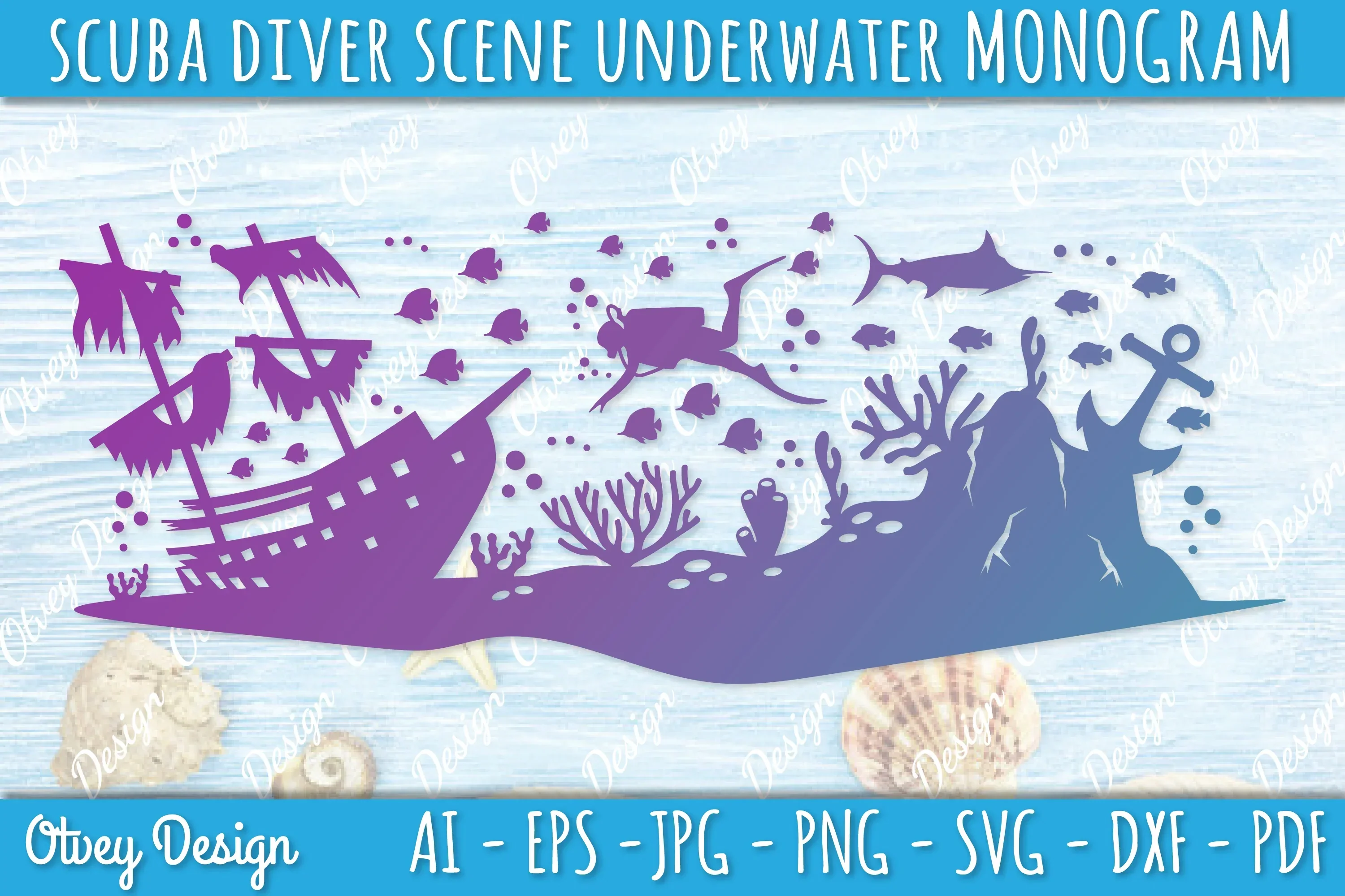 Scuba Diver Monogram SVG Bundle