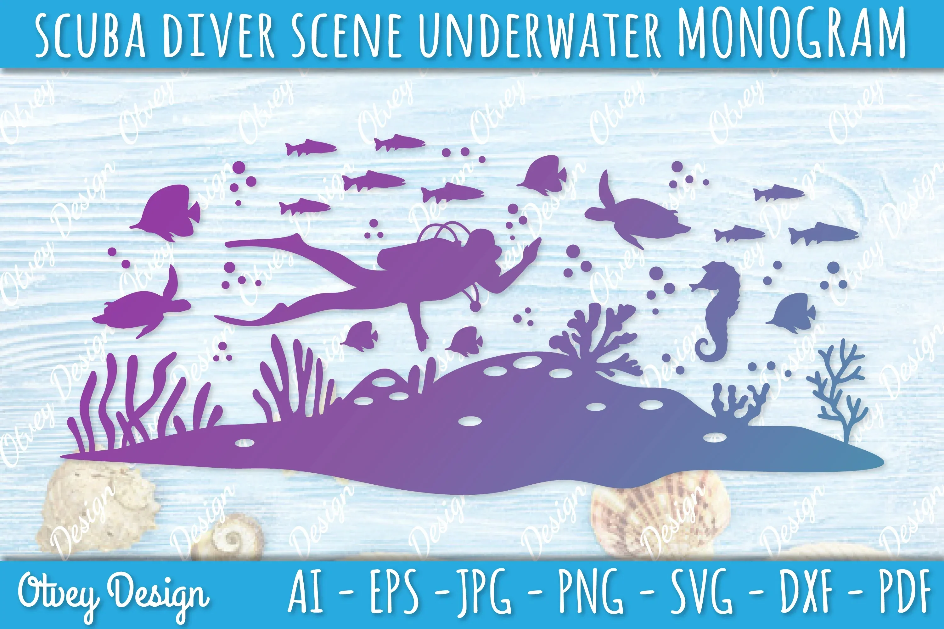 Scuba Diver Monogram SVG Bundle