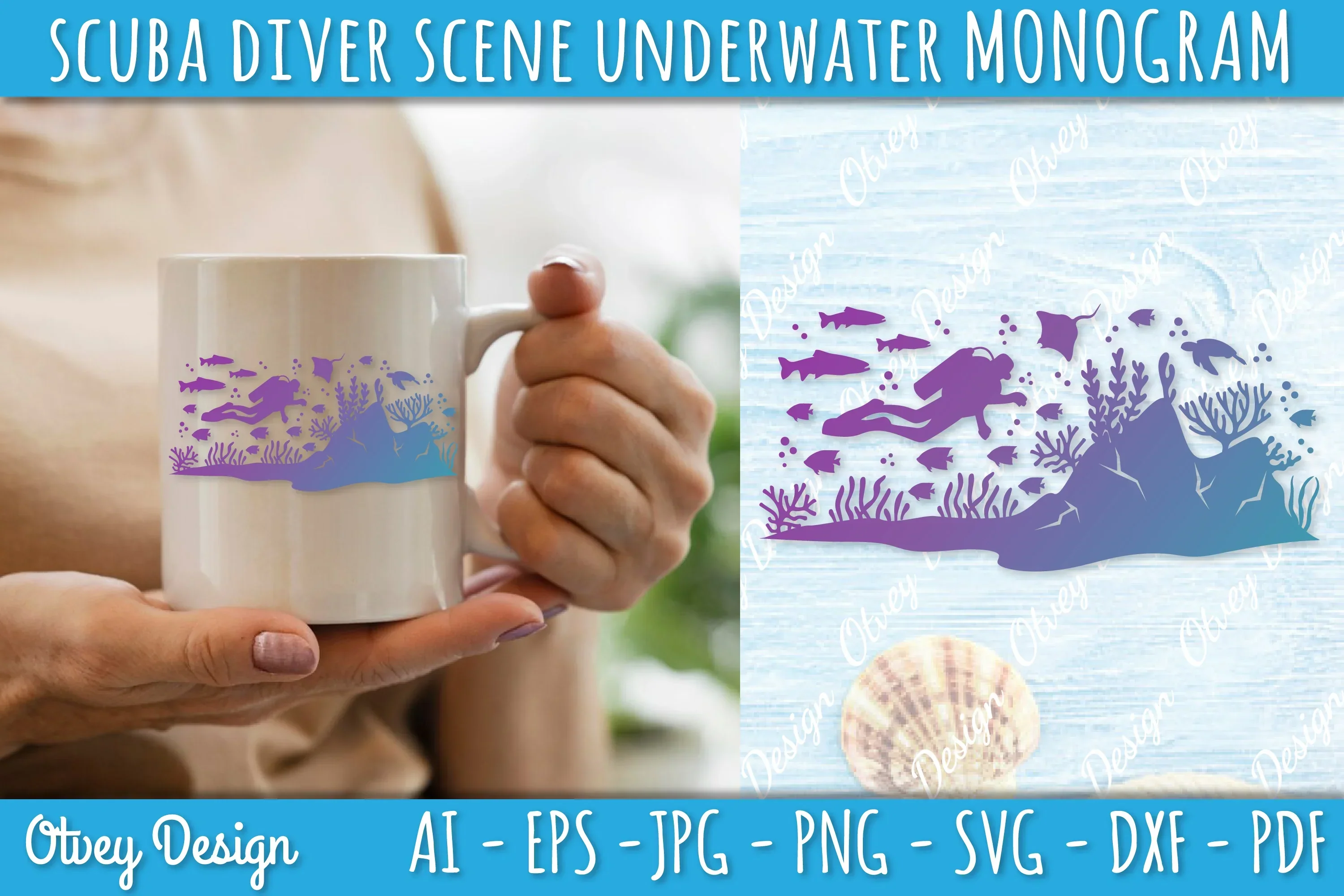 Scuba Diver Monogram SVG Bundle - Image 3