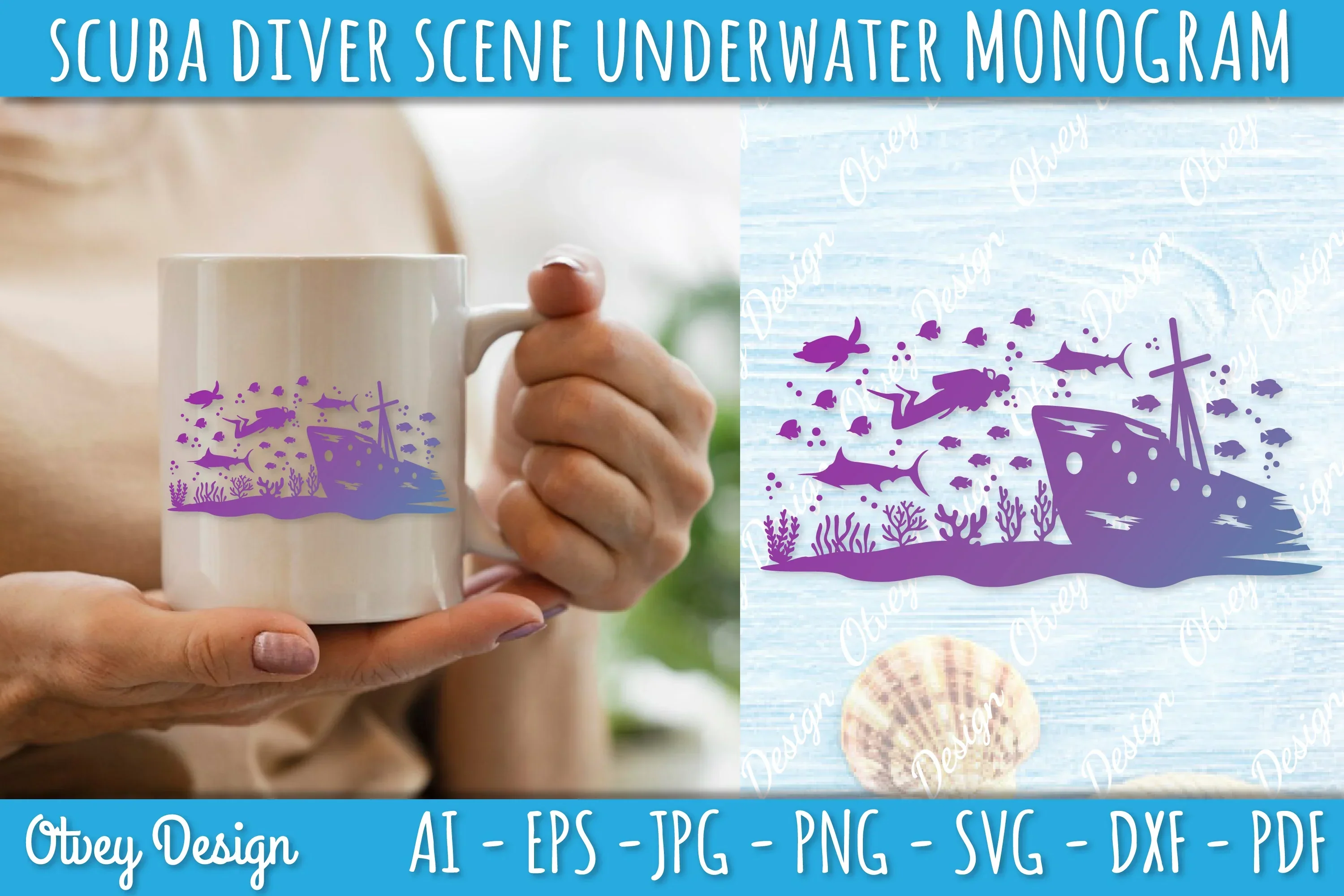 Scuba Diver Monogram SVG Bundle - Image 3