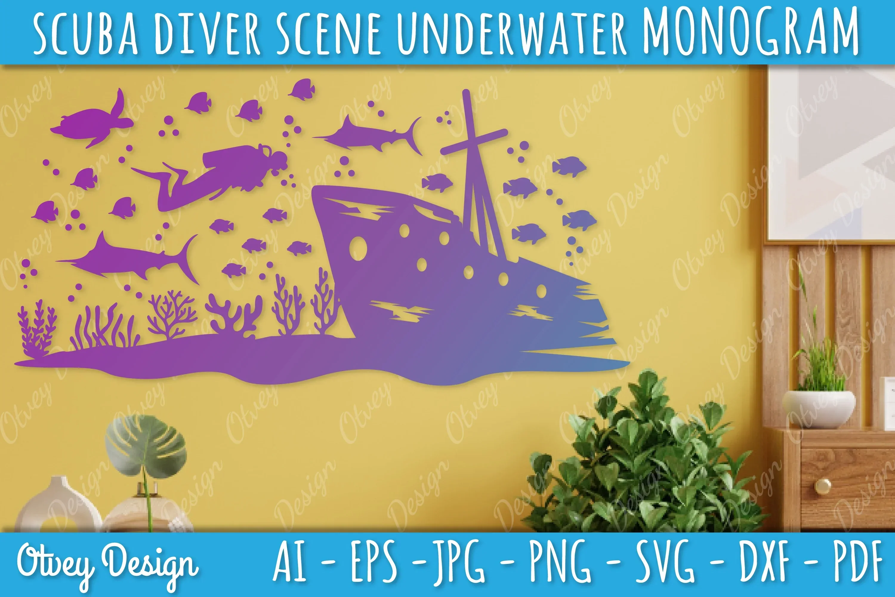 Scuba Diver Monogram SVG Bundle - Image 4