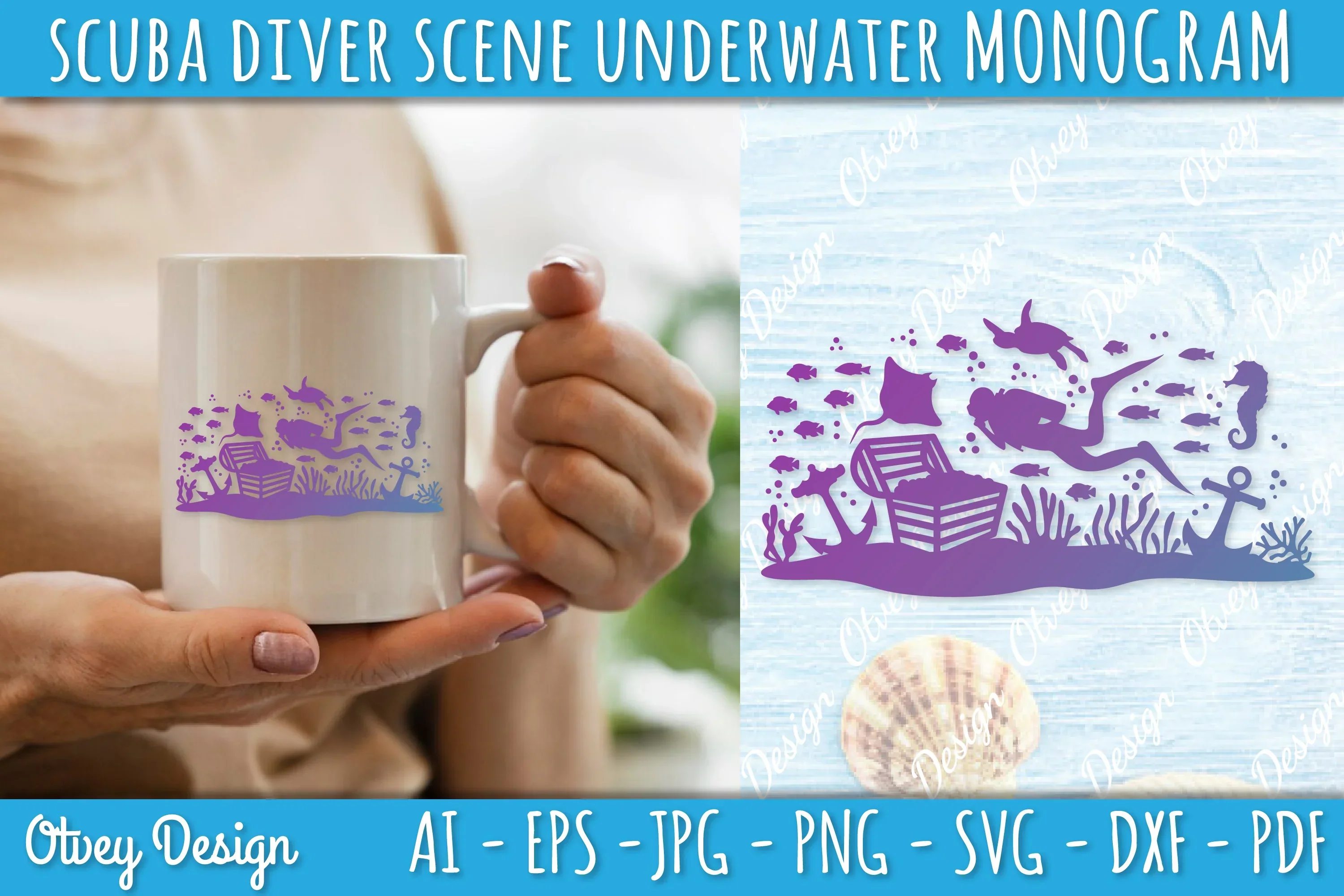 Scuba Diver Monogram SVG Bundle - Image 3