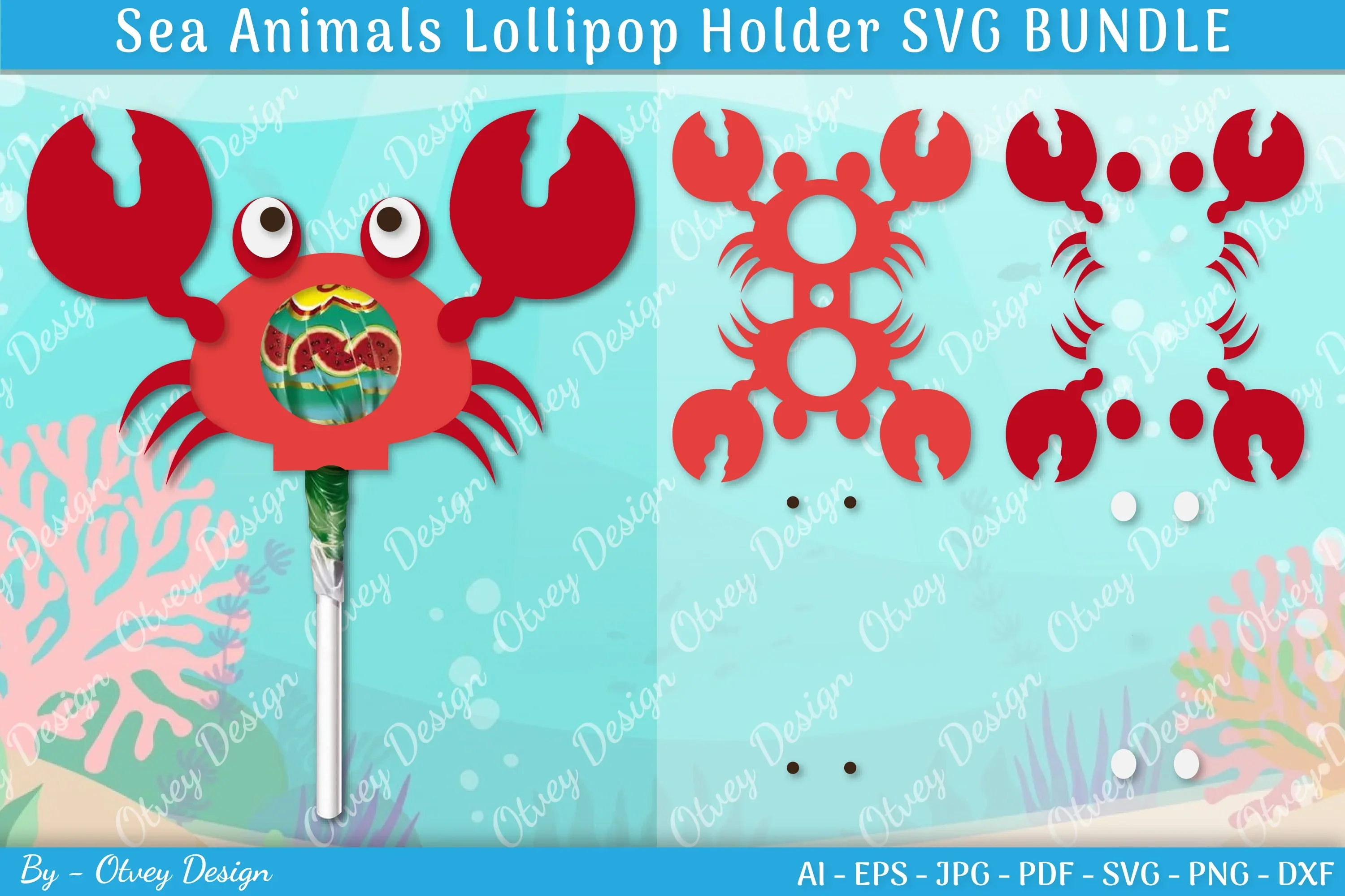 Sea Animal Lollipop Holder SVG Bundle