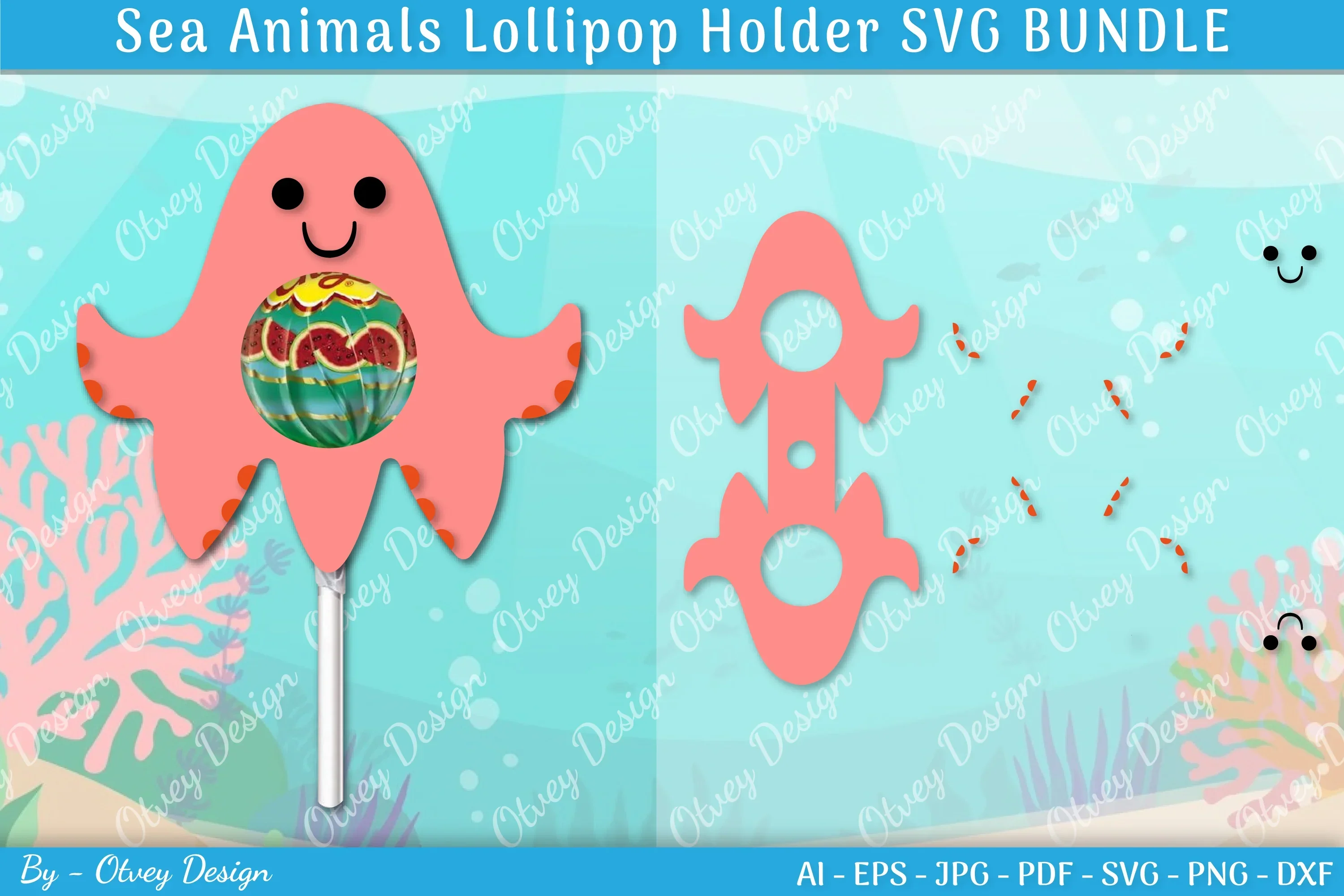 Sea Animal Lollipop Holder SVG Bundle