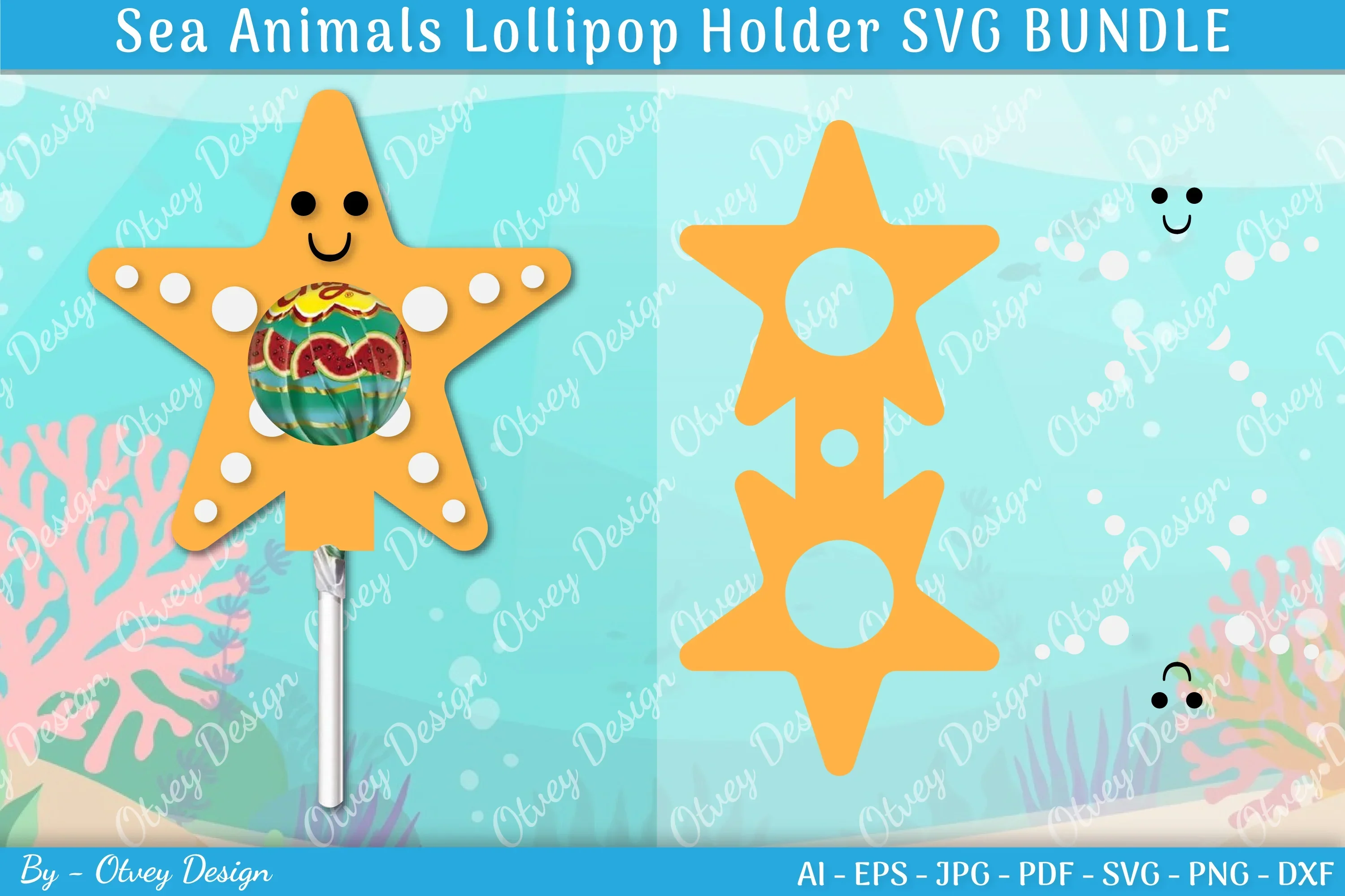 Sea Animal Lollipop Holder SVG Bundle