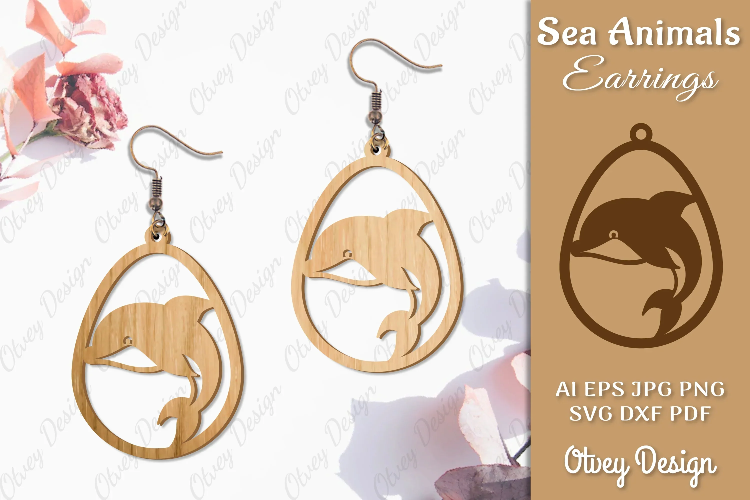 Sea Animals Earrings Laser Cut SVG Bundle