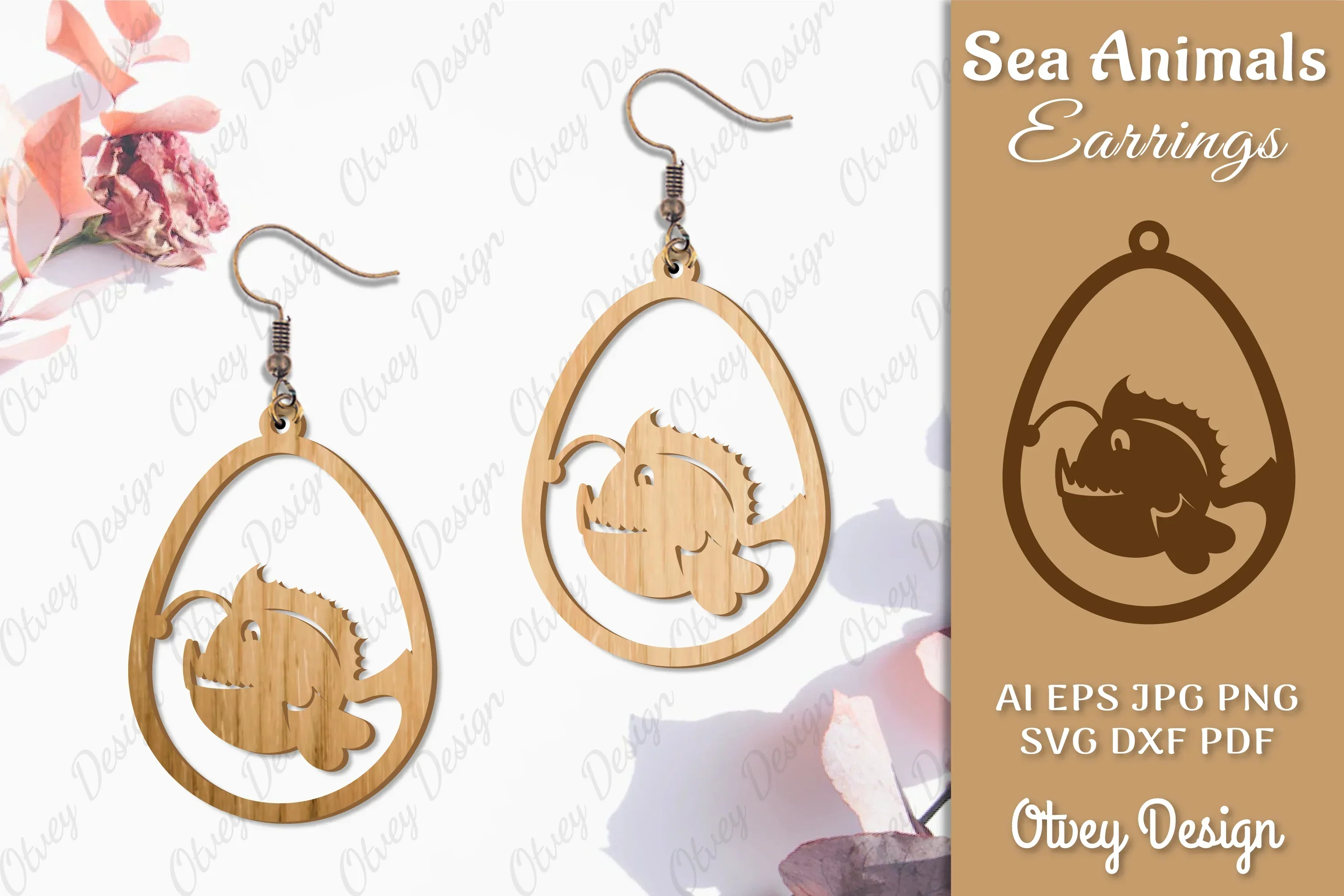 Sea Animals Earrings Laser Cut SVG Bundle