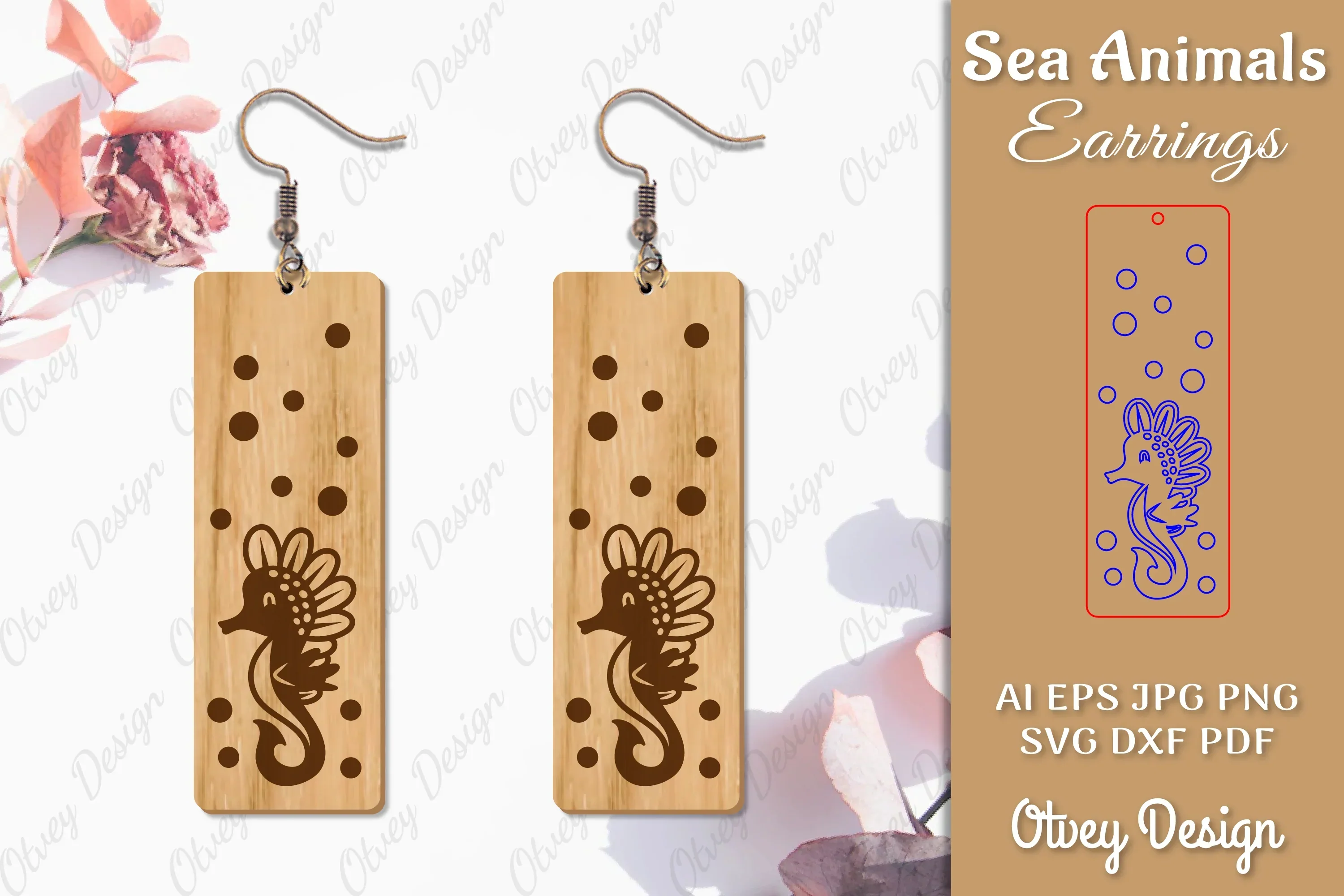 Sea Animals Earrings Laser Cut SVG Bundle