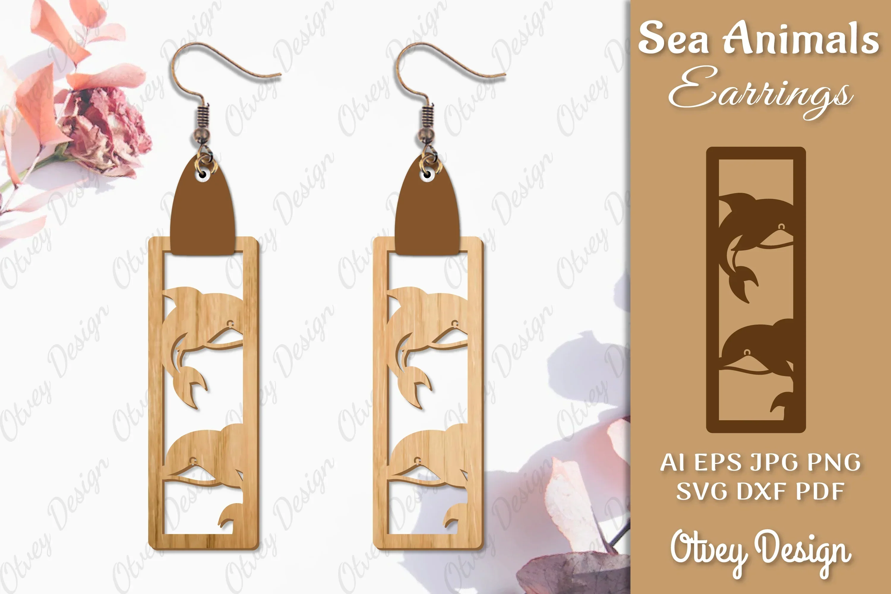 Sea Animals Earrings Laser Cut SVG Bundle
