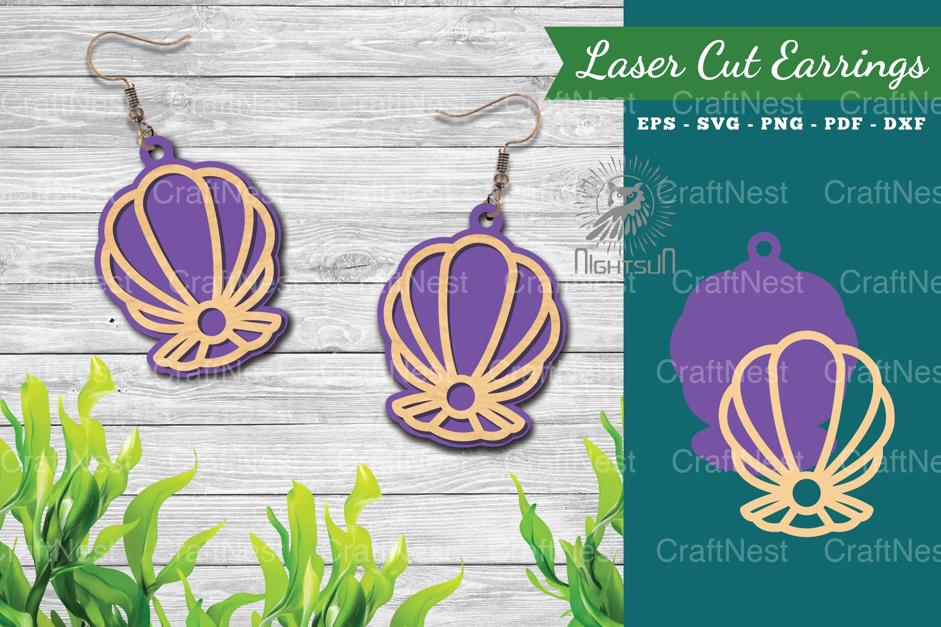 Sea Shells Laser Cut Earrings Design Bundle