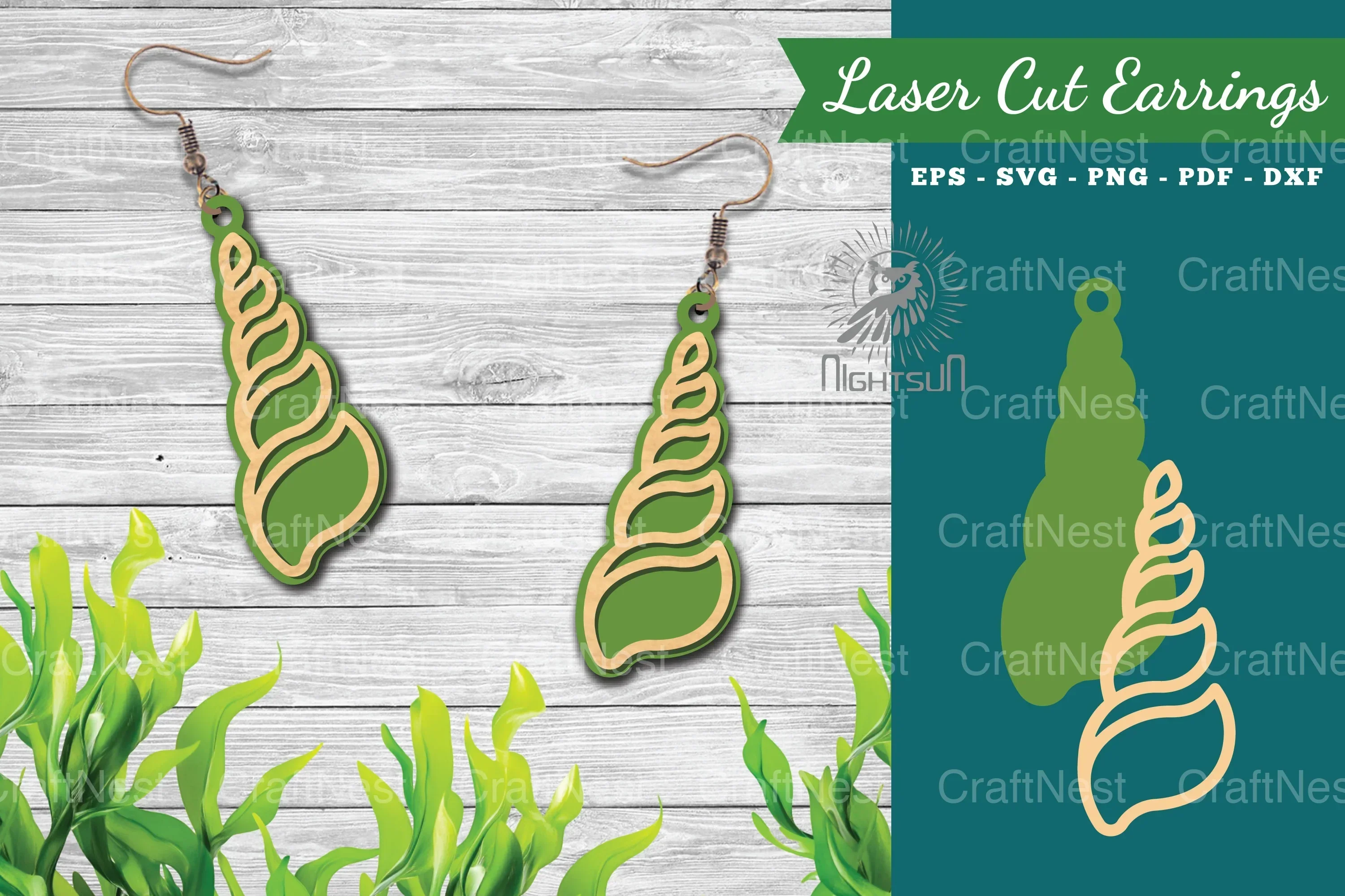 Sea Shells Laser Cut Earrings Design Bundle