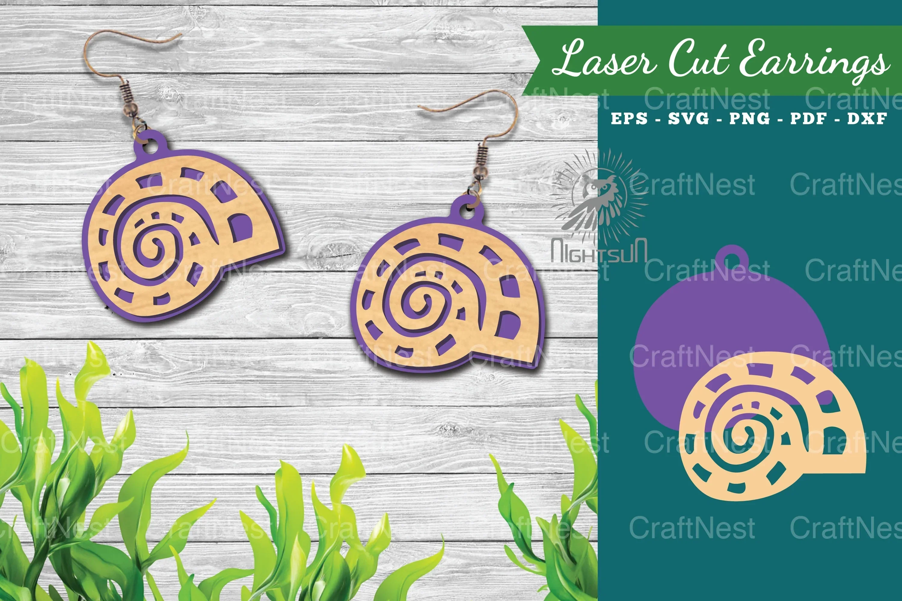 Sea Shells Laser Cut Earrings Design Bundle