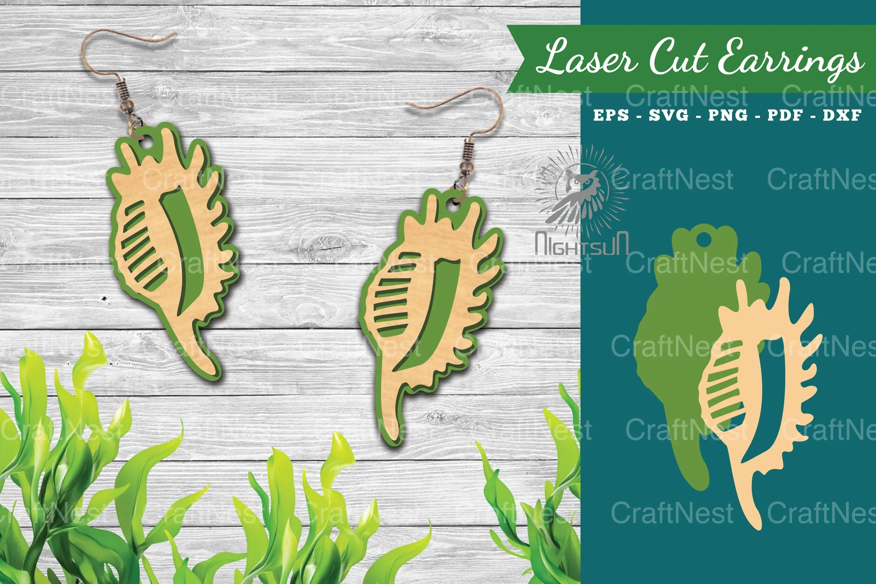 Sea Shells Laser Cut Earrings Design Bundle