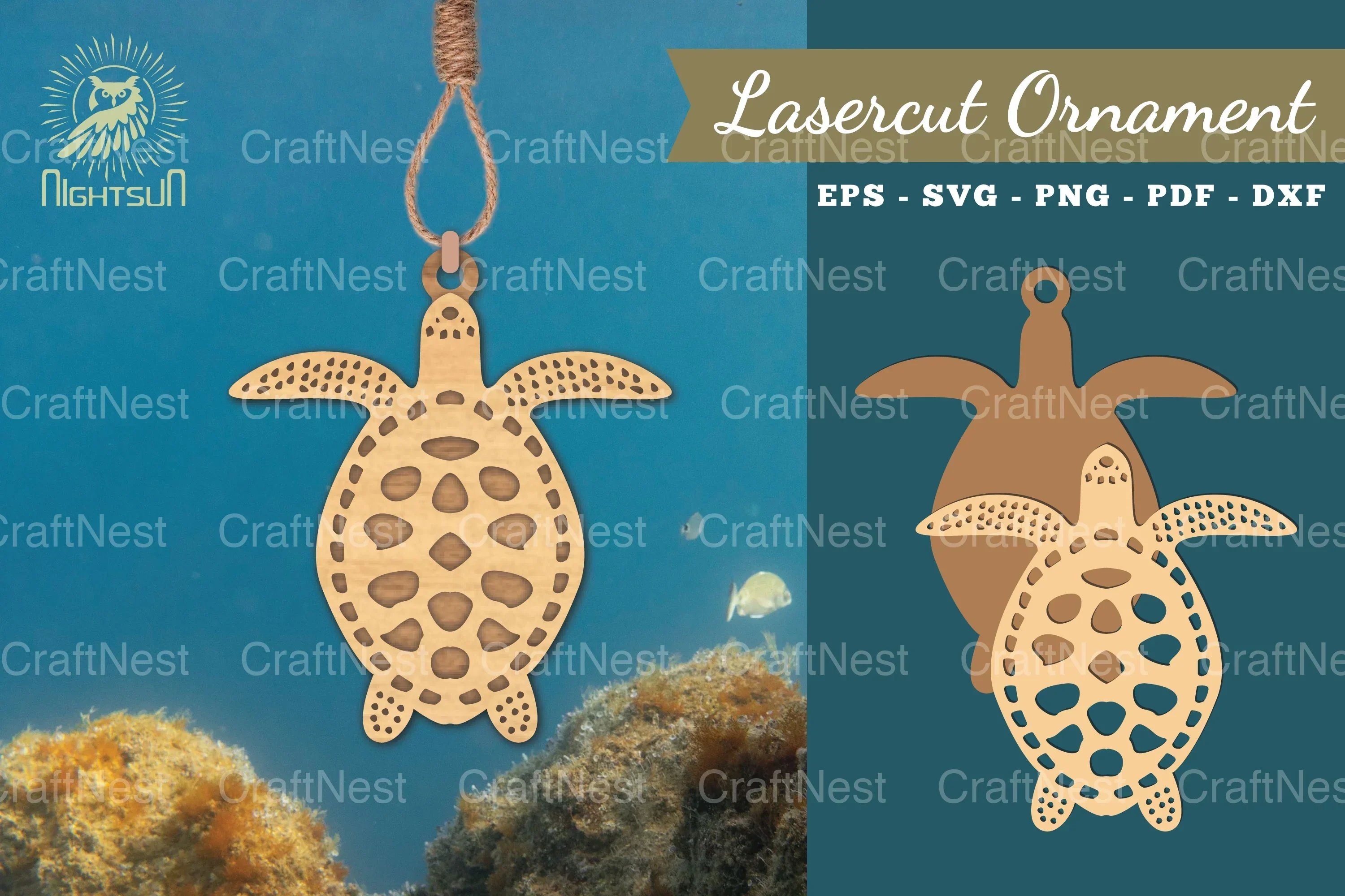 Sea Turtle Laser Cut Ornament Clipart Bundle