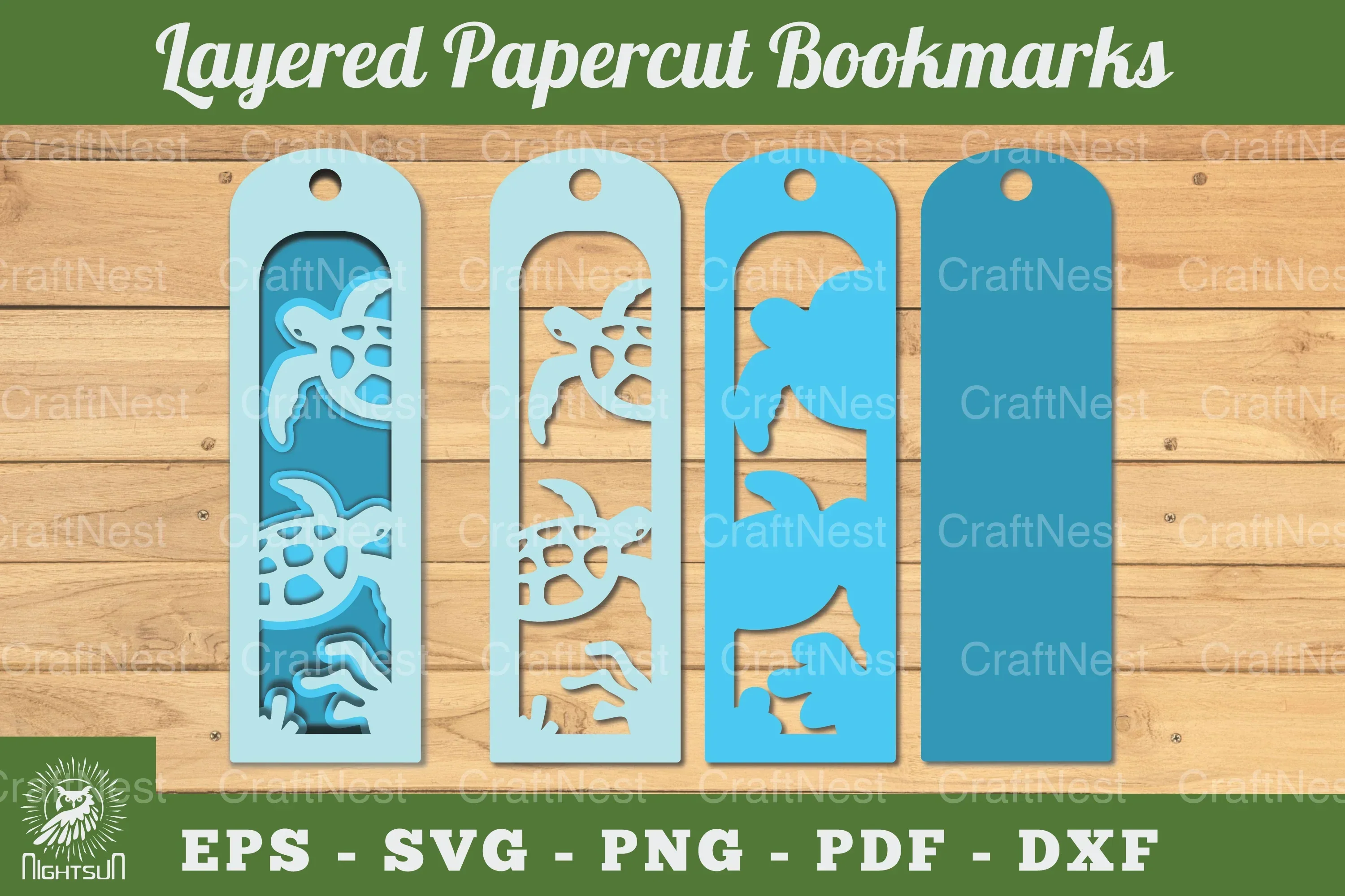 Sea Turtle Layered Bookmark SVG Bundle