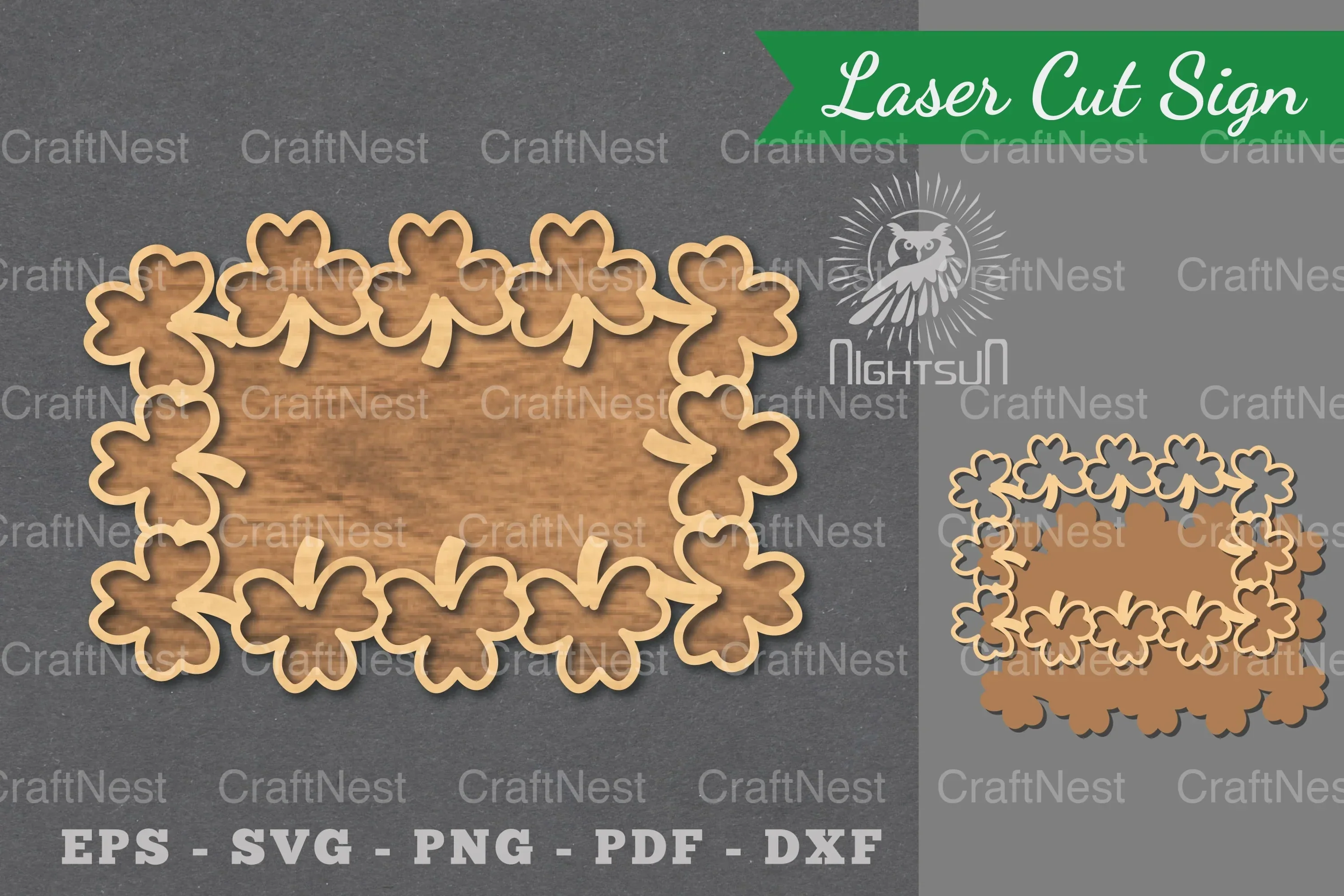 Shamrock Laser Cut Sign Clipart Bundle