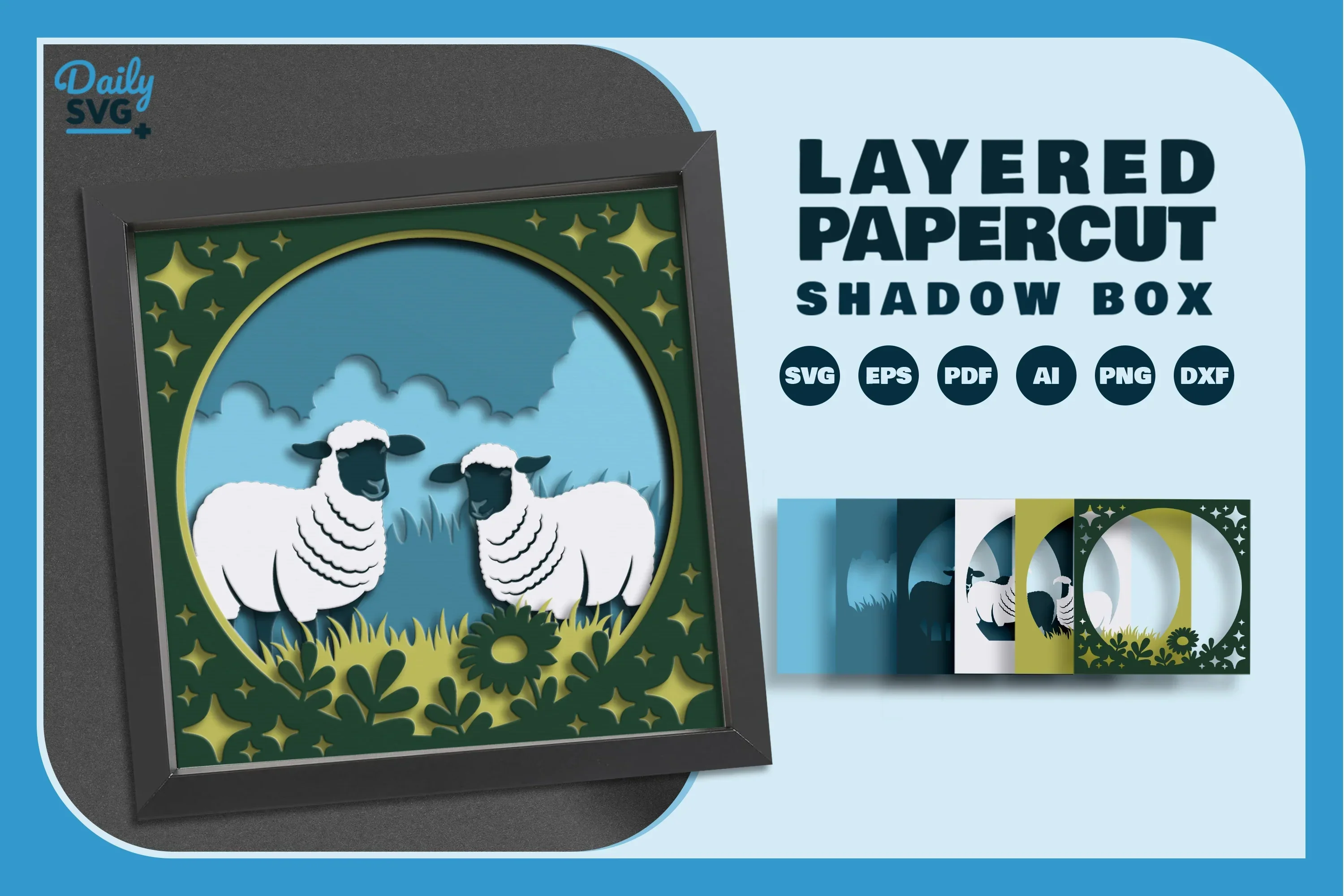 Sheep Meadow Papercut SVG Bundle - Image 2