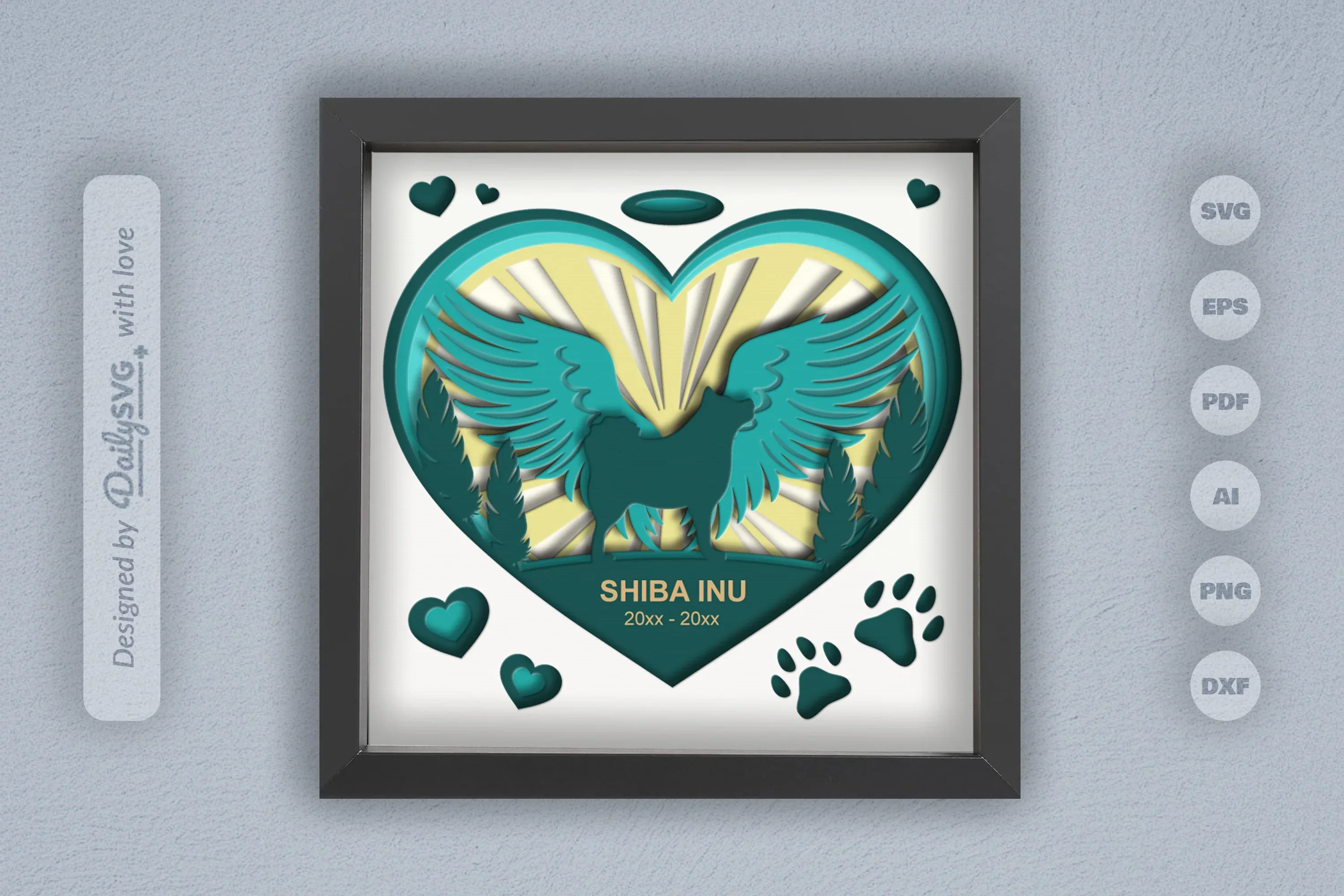 Shiba Inu Memorial Papercut SVG Bundle