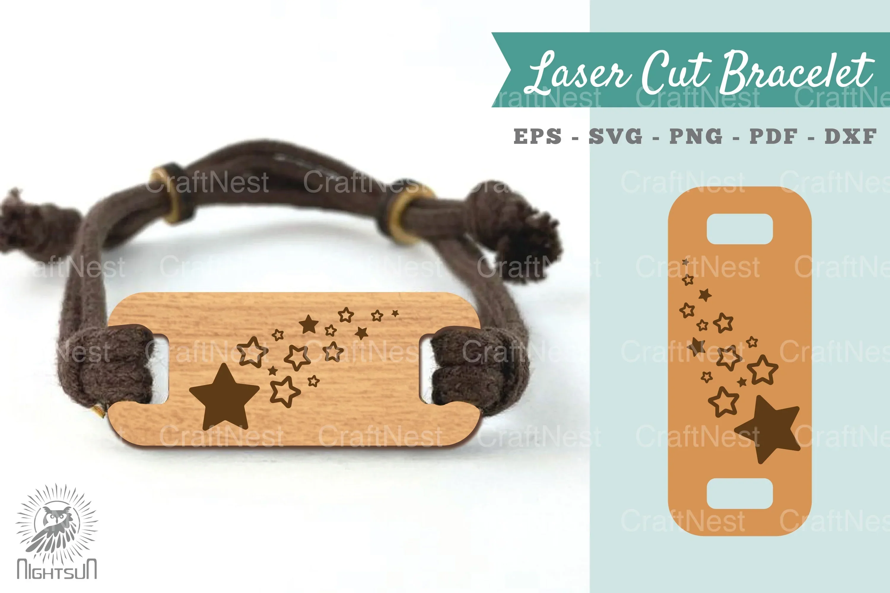 Shooting Star Laser Cut Bracelet SVG Design Bundle