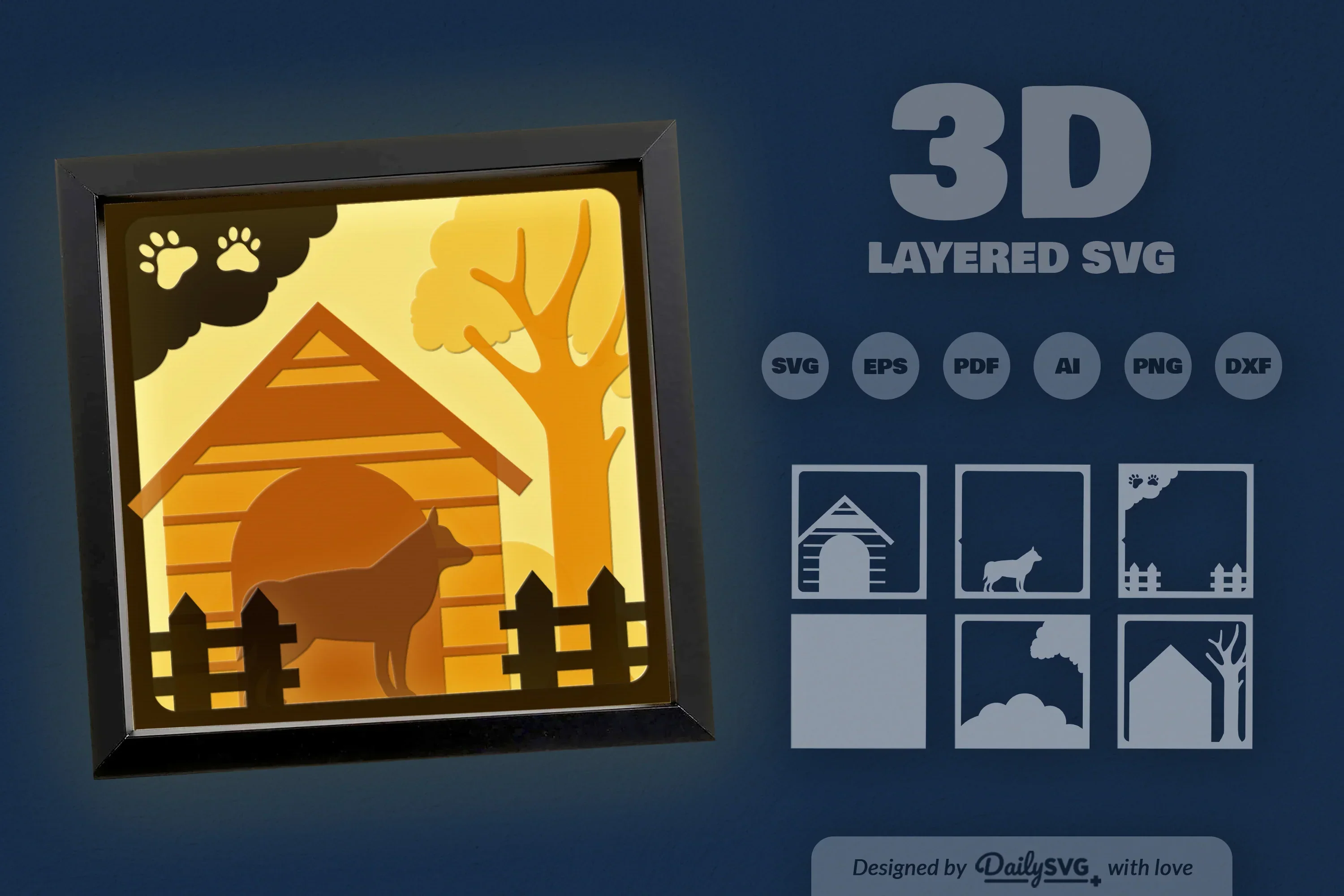 Siberian Husky Dog House Papercut SVG Bundle - Image 3