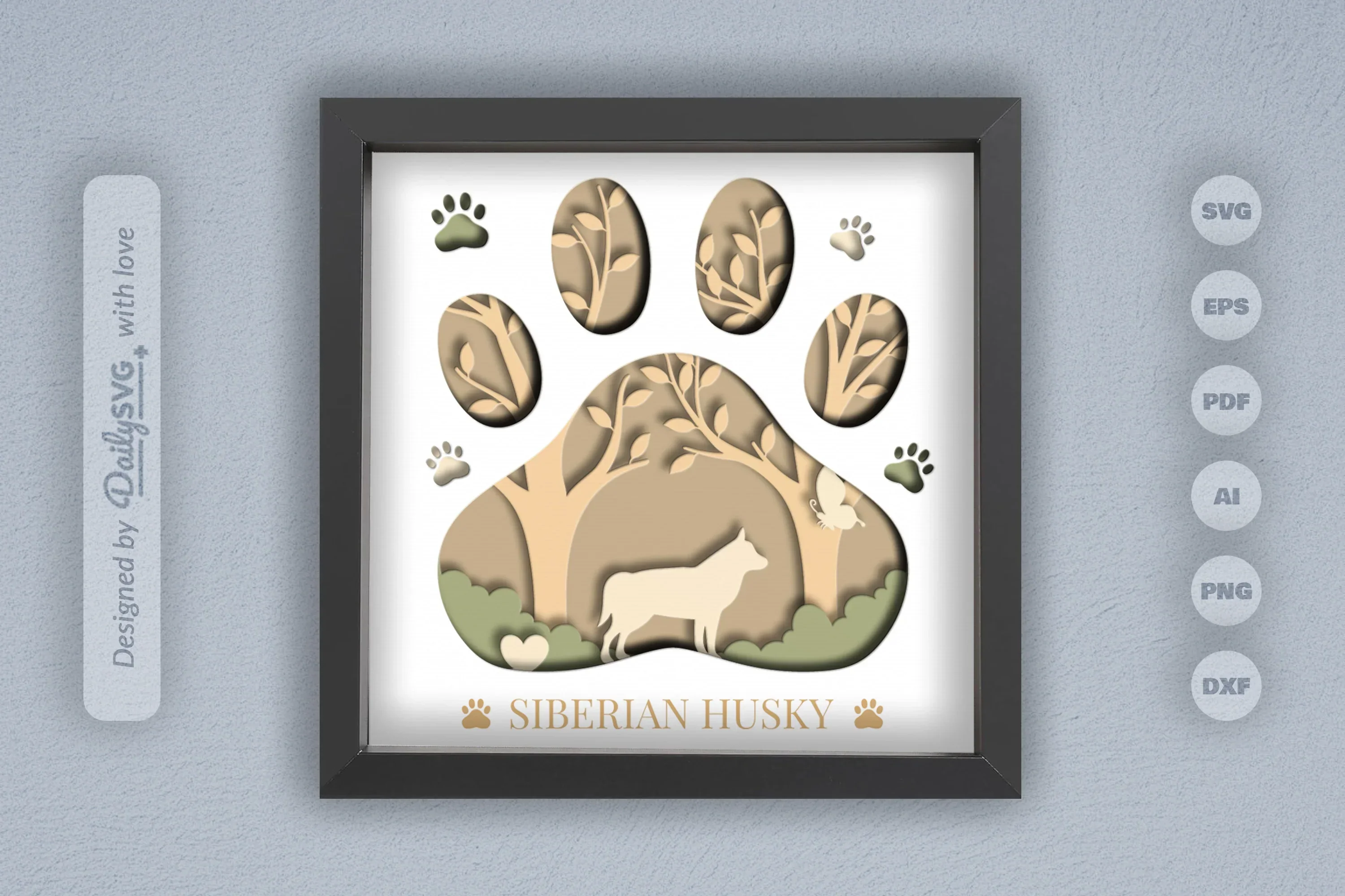 Siberian Husky Papercut SVG Bundle