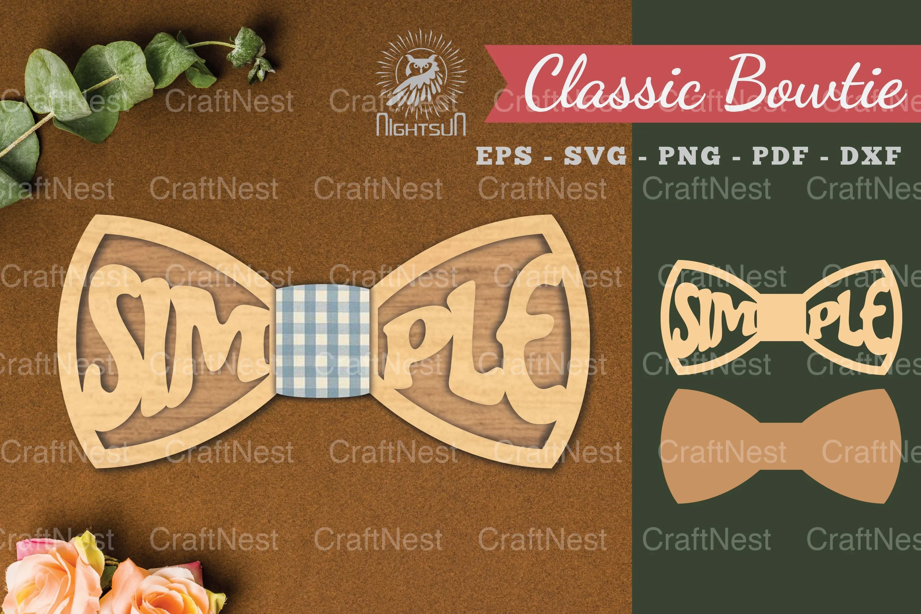 Simple Laser Cut Bowtie Clipart Bundle