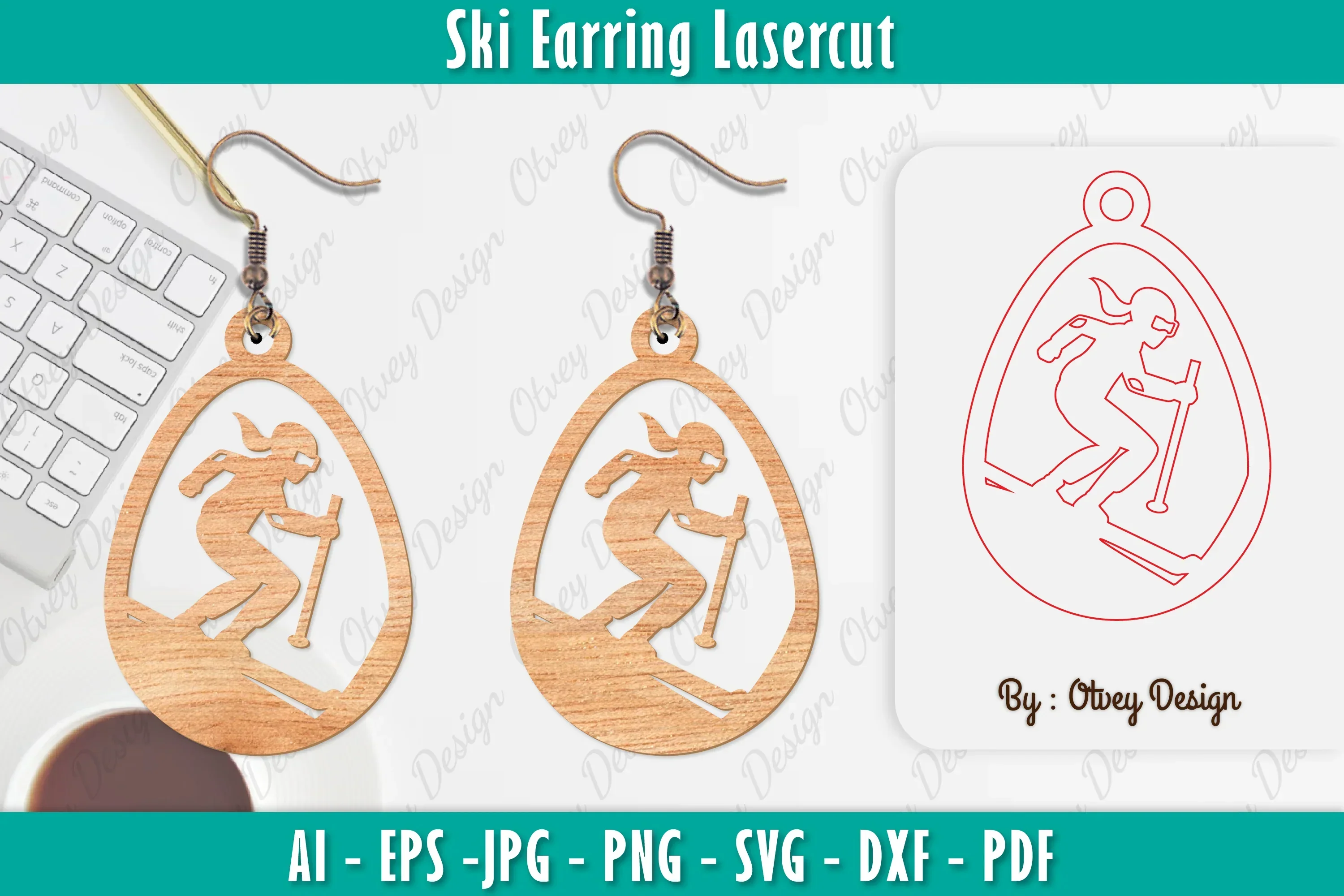 Ski Earring Laser Cut SVG Bundle