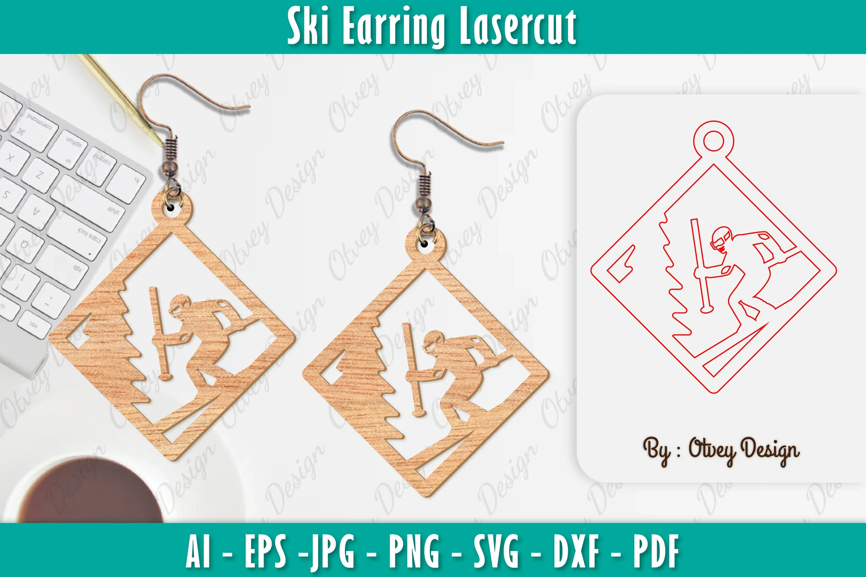 Ski Earring Laser Cut SVG Bundle
