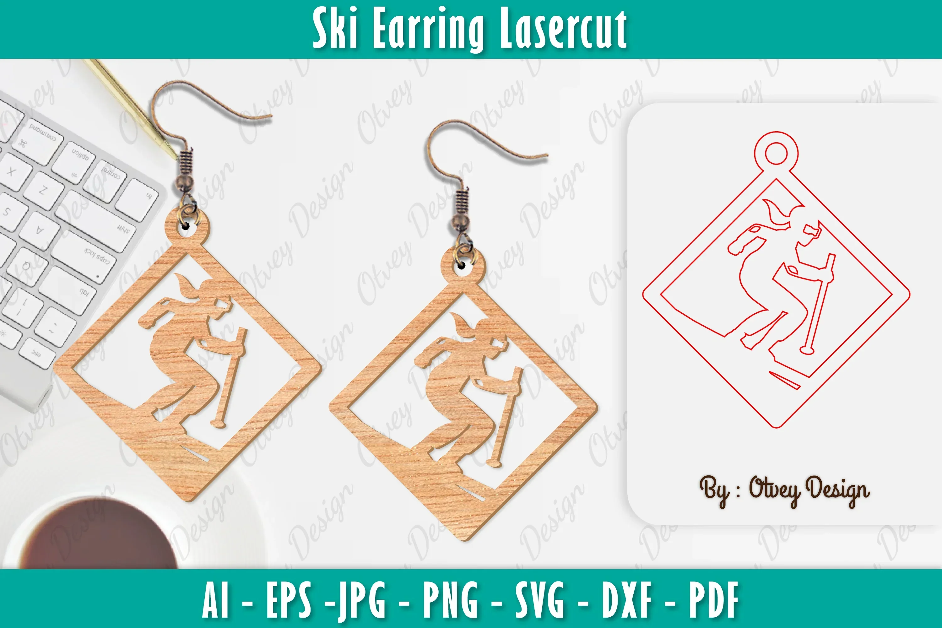 Ski Earring Laser Cut SVG Bundle