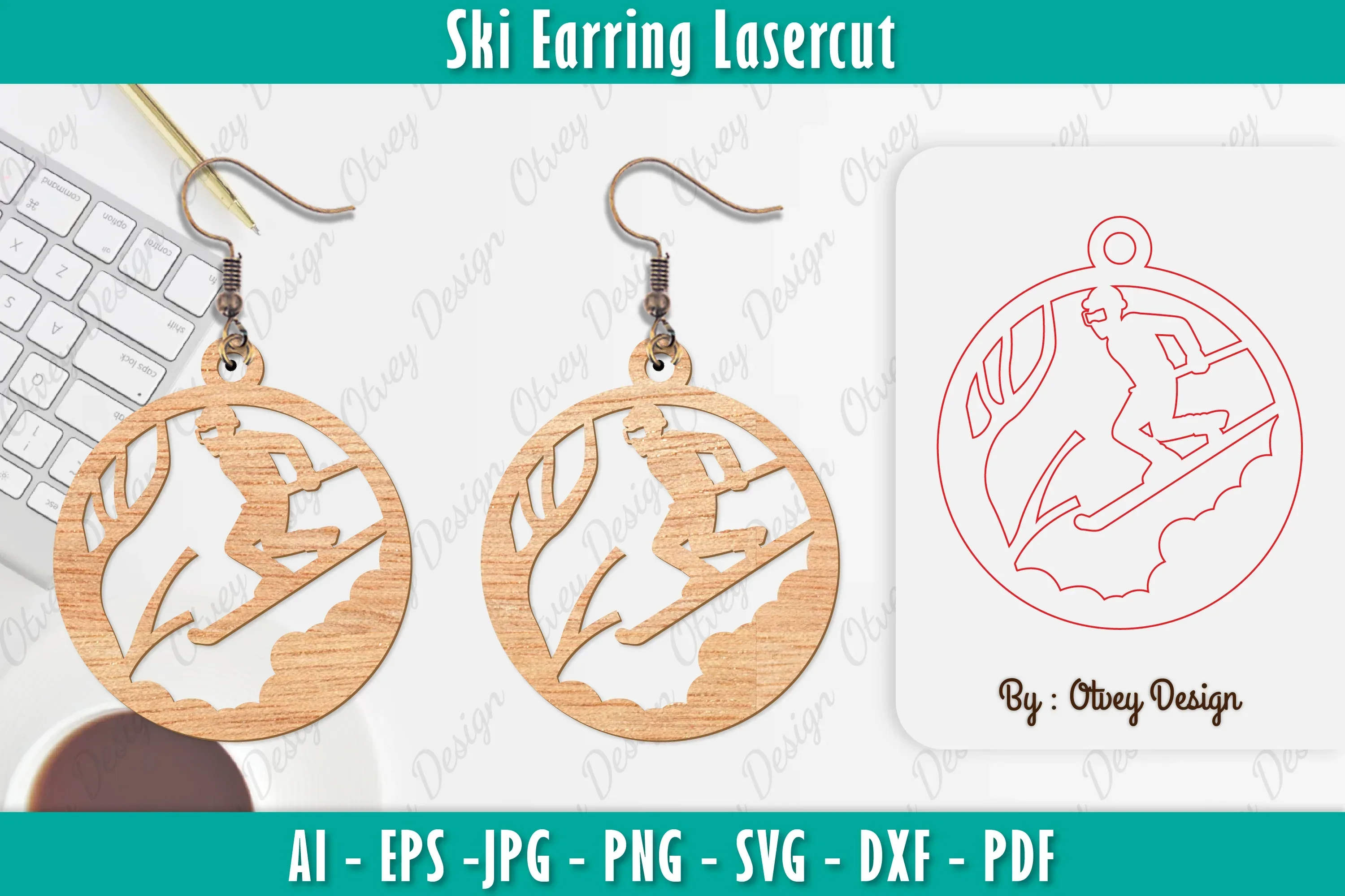 Ski Earring Laser Cut SVG Bundle