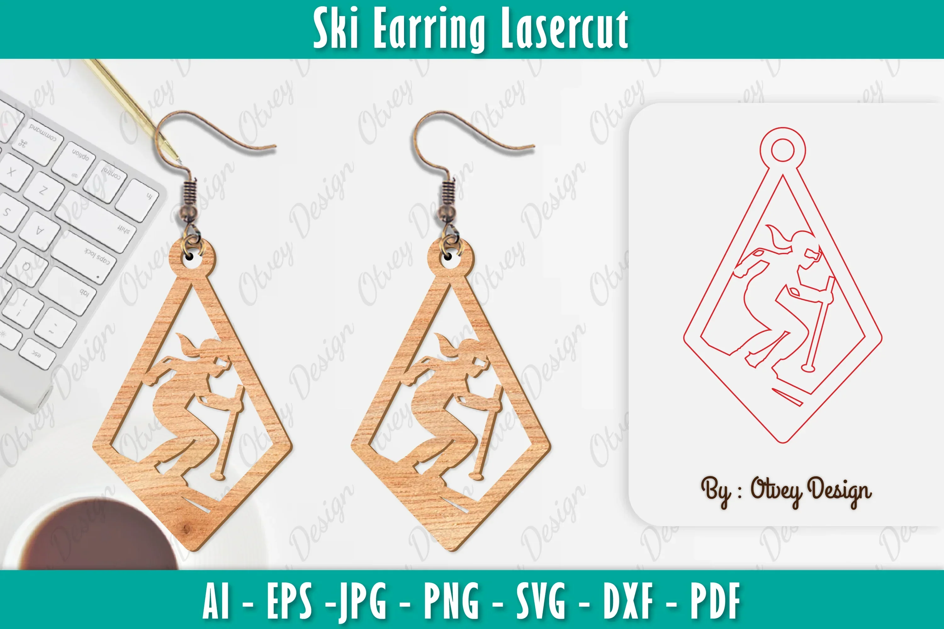 Ski Earring Laser Cut SVG Bundle
