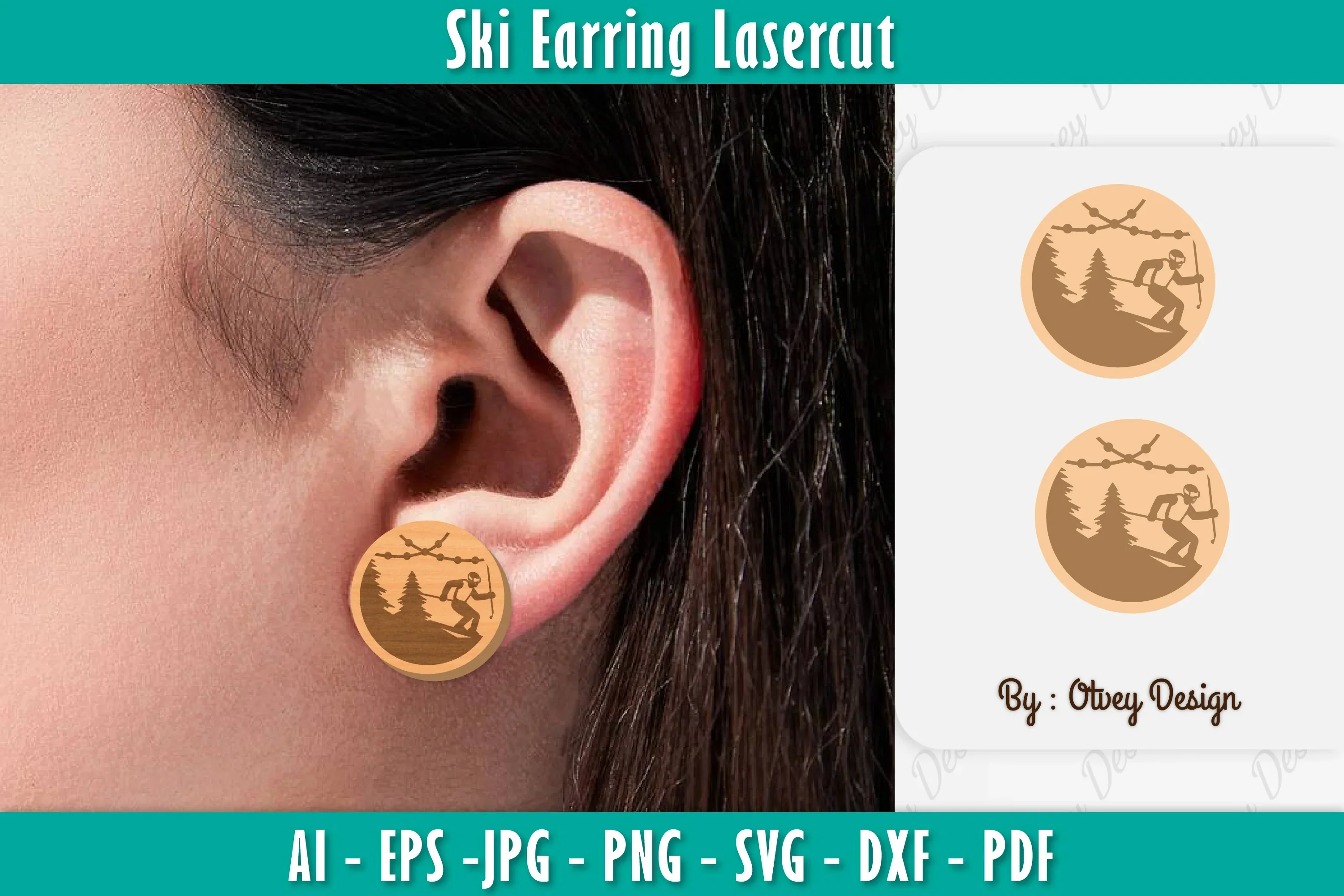 Ski Earring Lassercut SVG Bundle