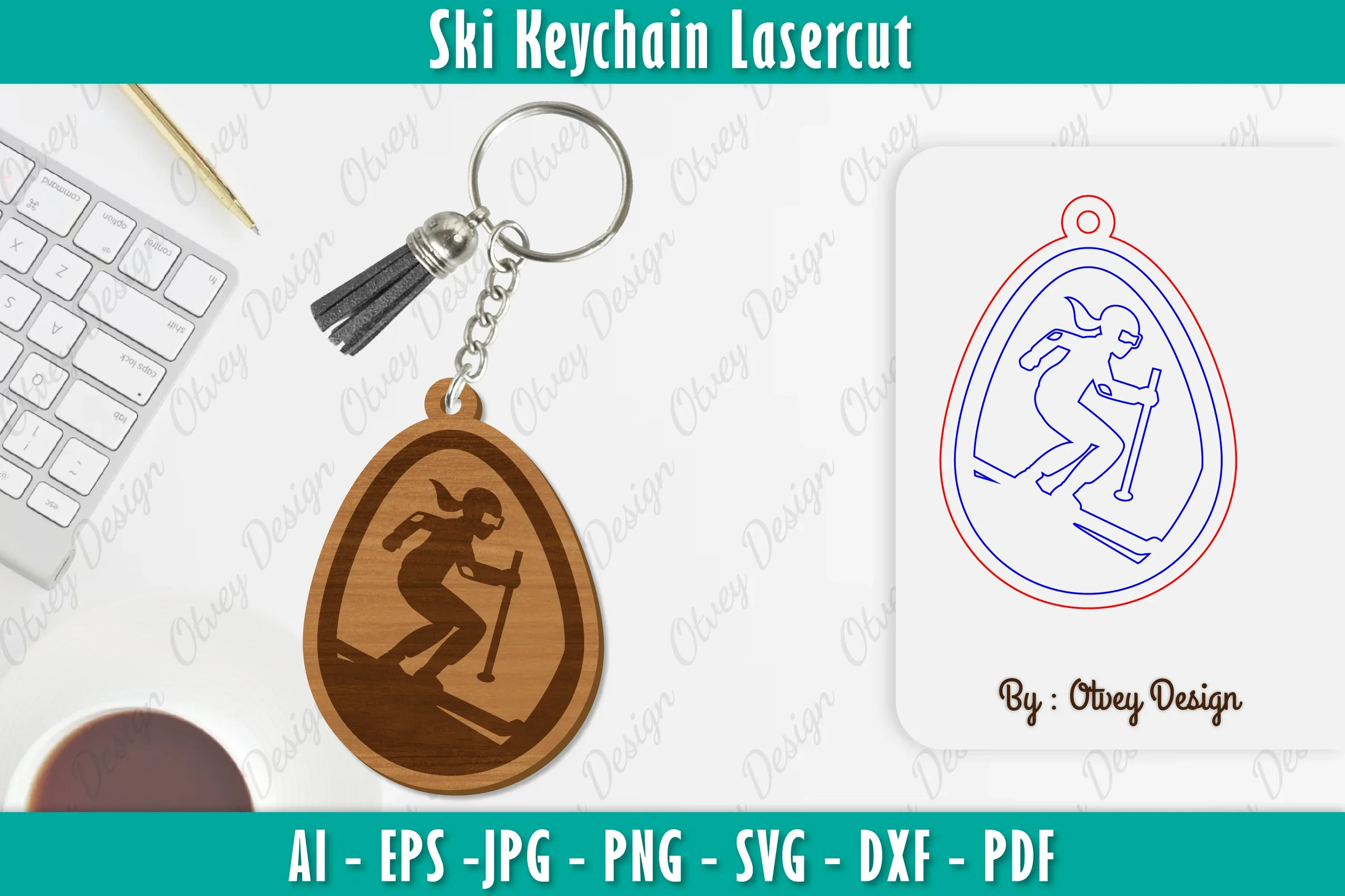Ski Keychain Lasercut SVG Bundle