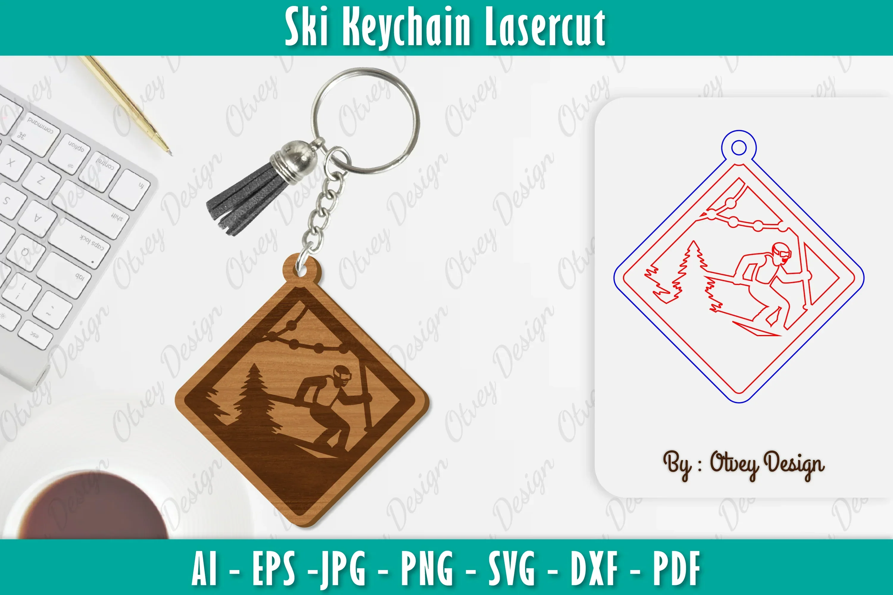 Ski Keychain Lasercut SVG Bundle