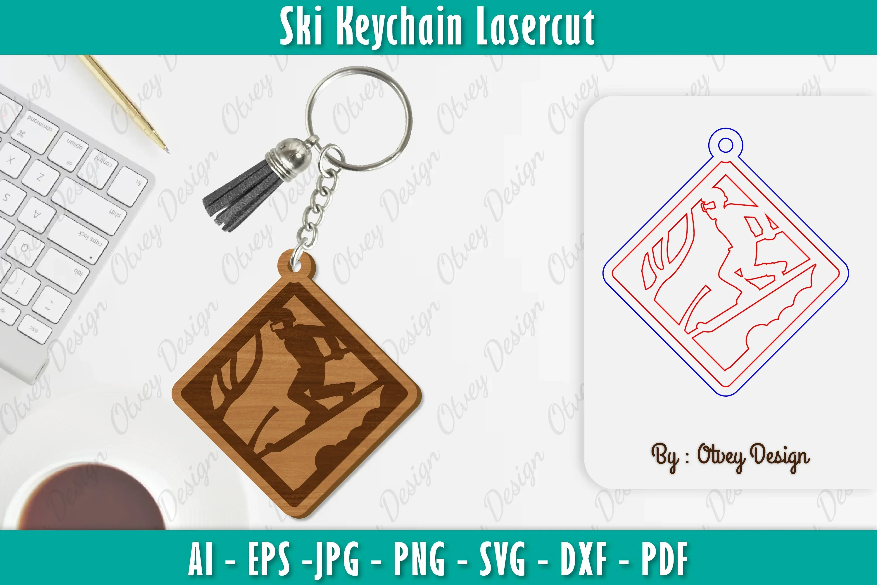 Ski Keychain Lasercut SVG Bundle