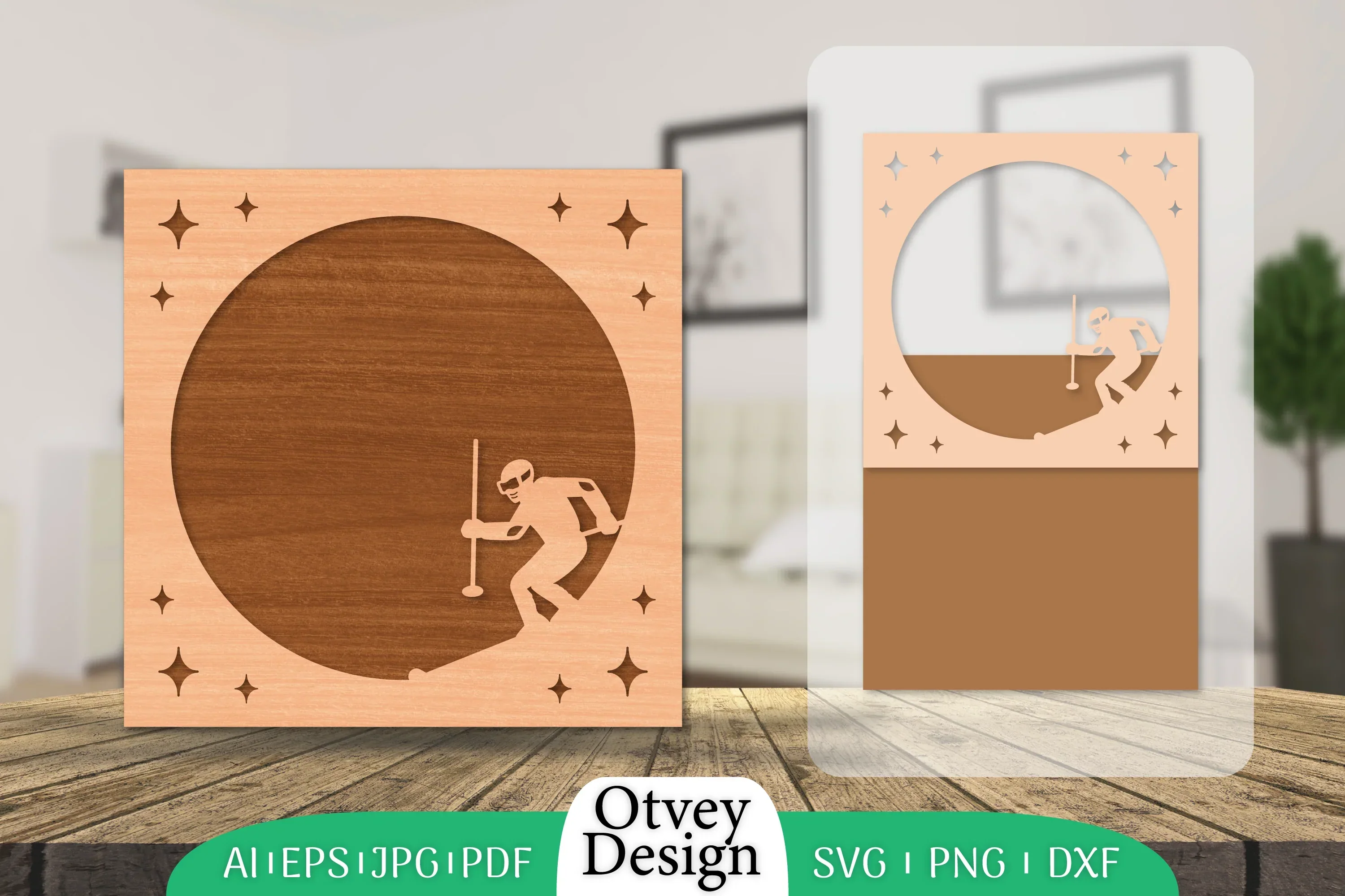 Ski Laser Cut Photo Frame SVG Bundle