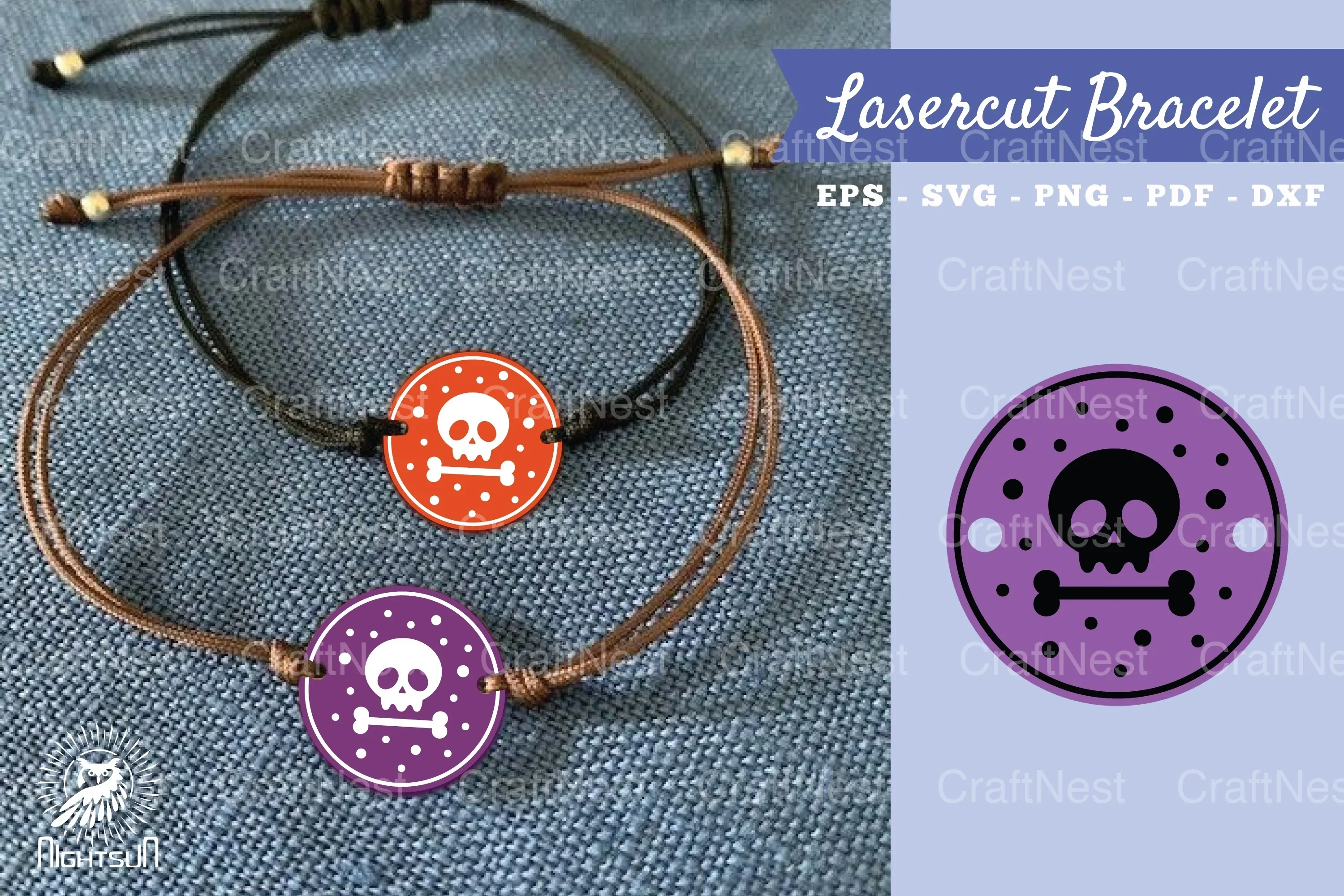 Skull Laser Cut Bracelet SVG Design Bundle