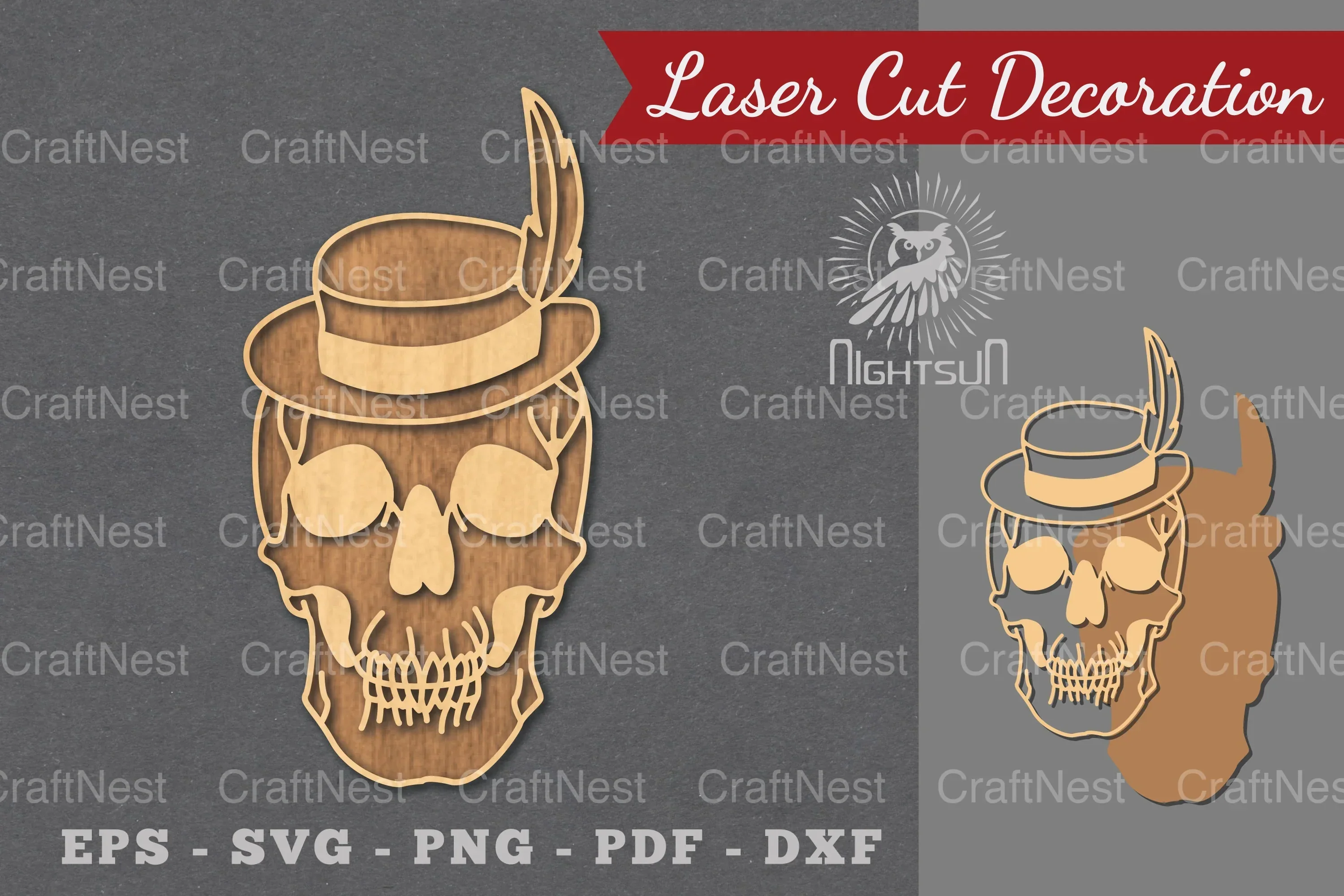 Skull with Accessories Laser Cut Decoration Clipart Bundle