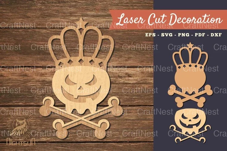 Skull with Crown Lasercut Decoration Clipart Bundle
