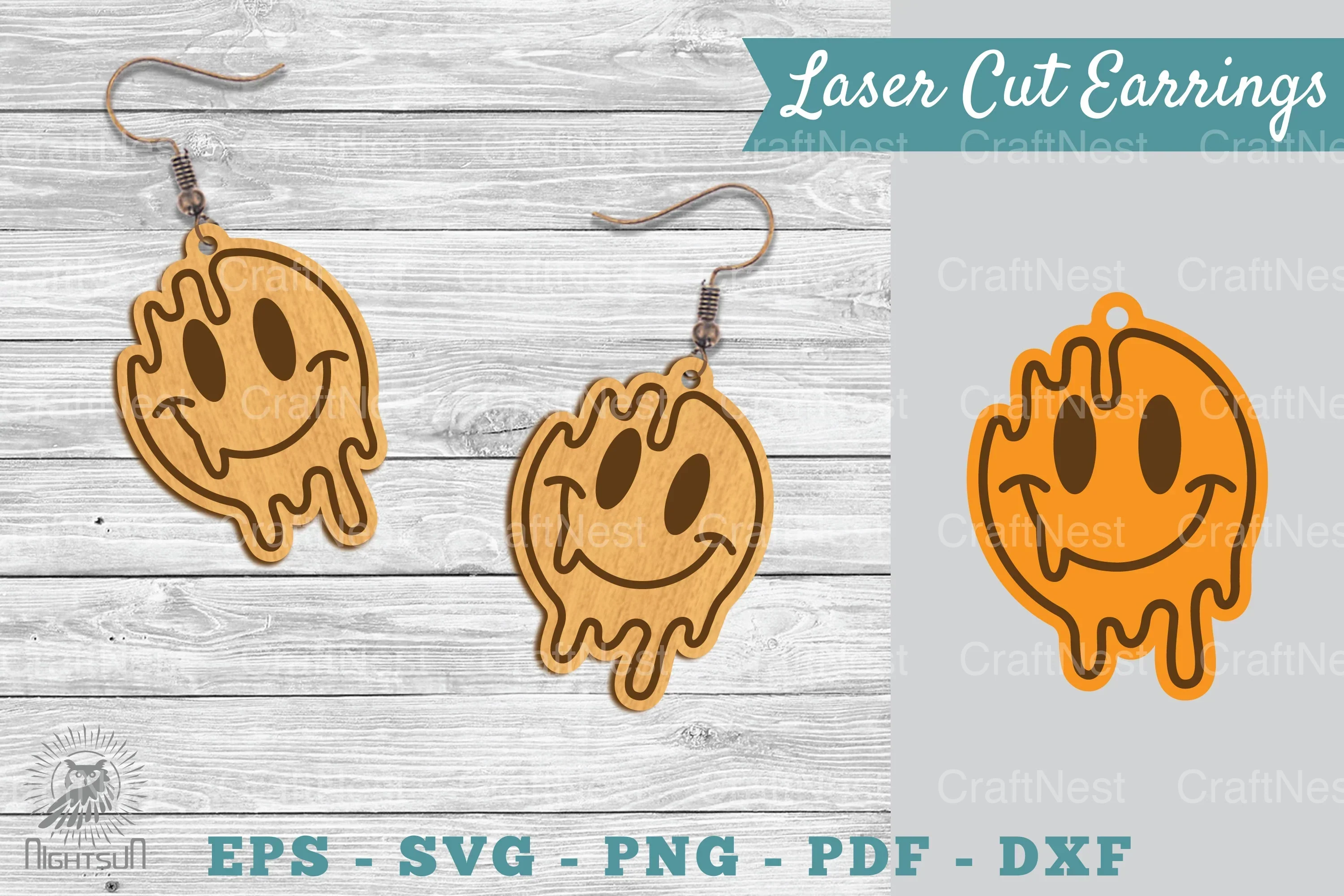 Smile Face Laser Cut Earrings SVG Bundle