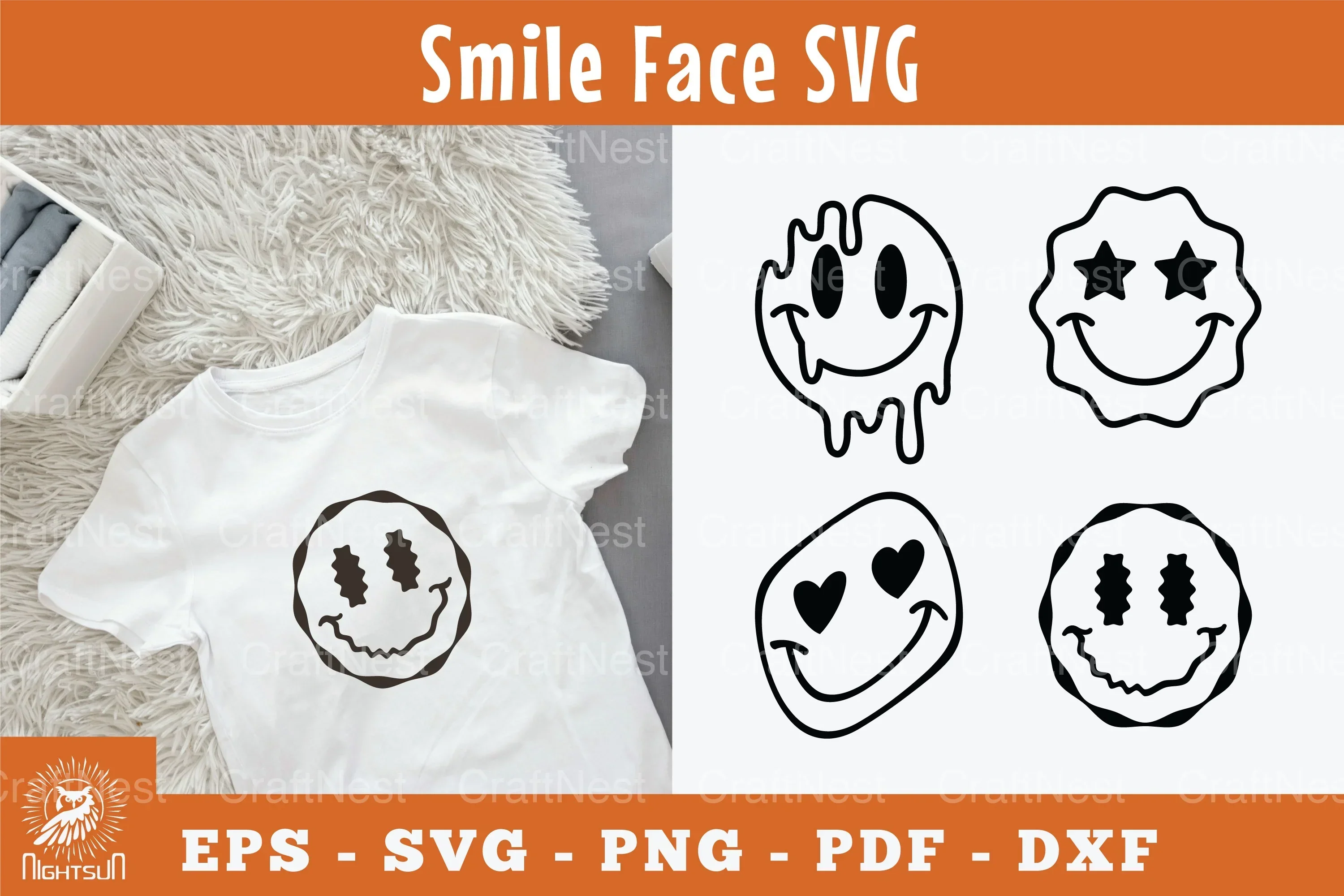 Smile Face Silhouette Clipart Bundle