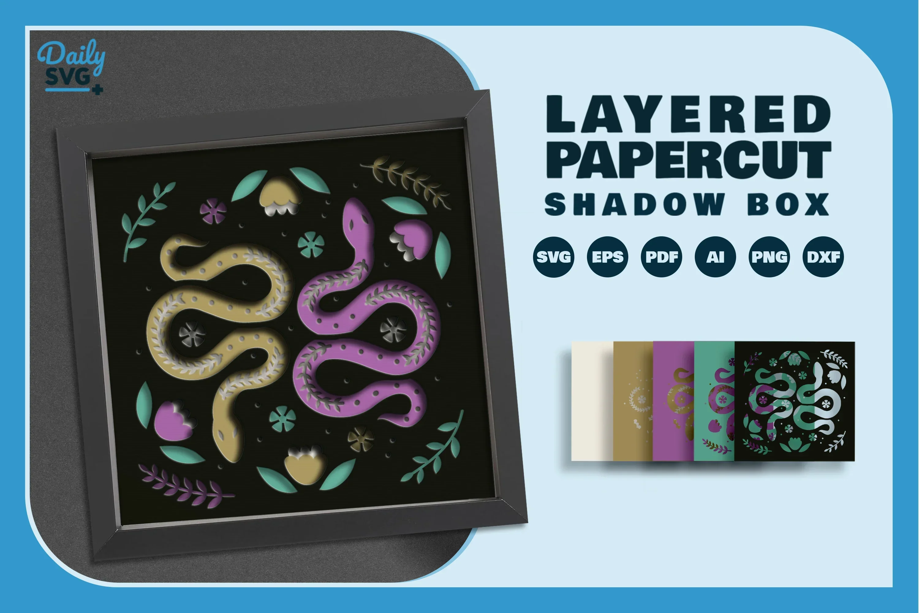 Snake Folk Art Papercut SVG Bundle - Image 2