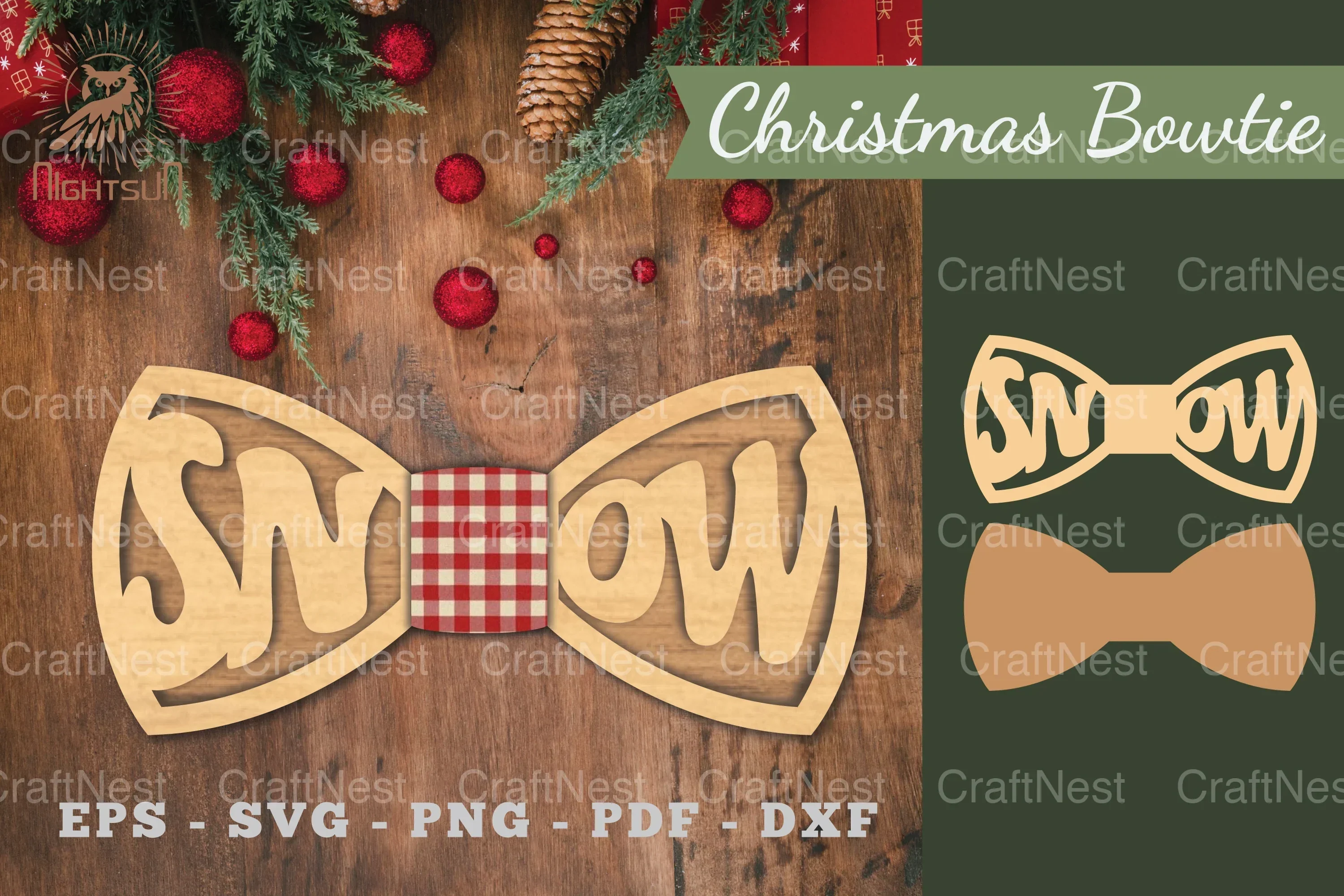 Snow Laser Cut Bowtie Clipart Bundle