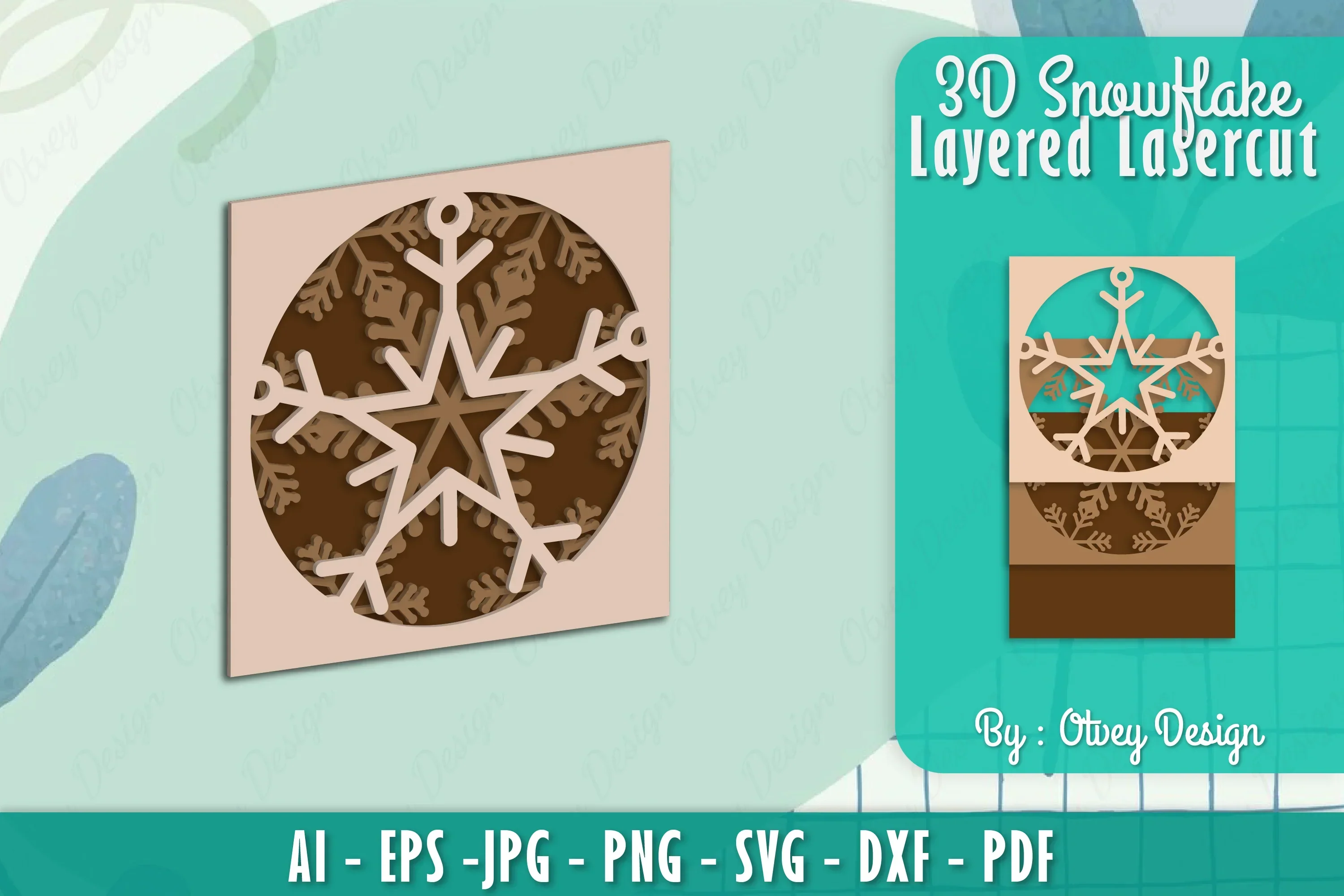 Snowflake 3D Layered Lasercut SVG Bundle