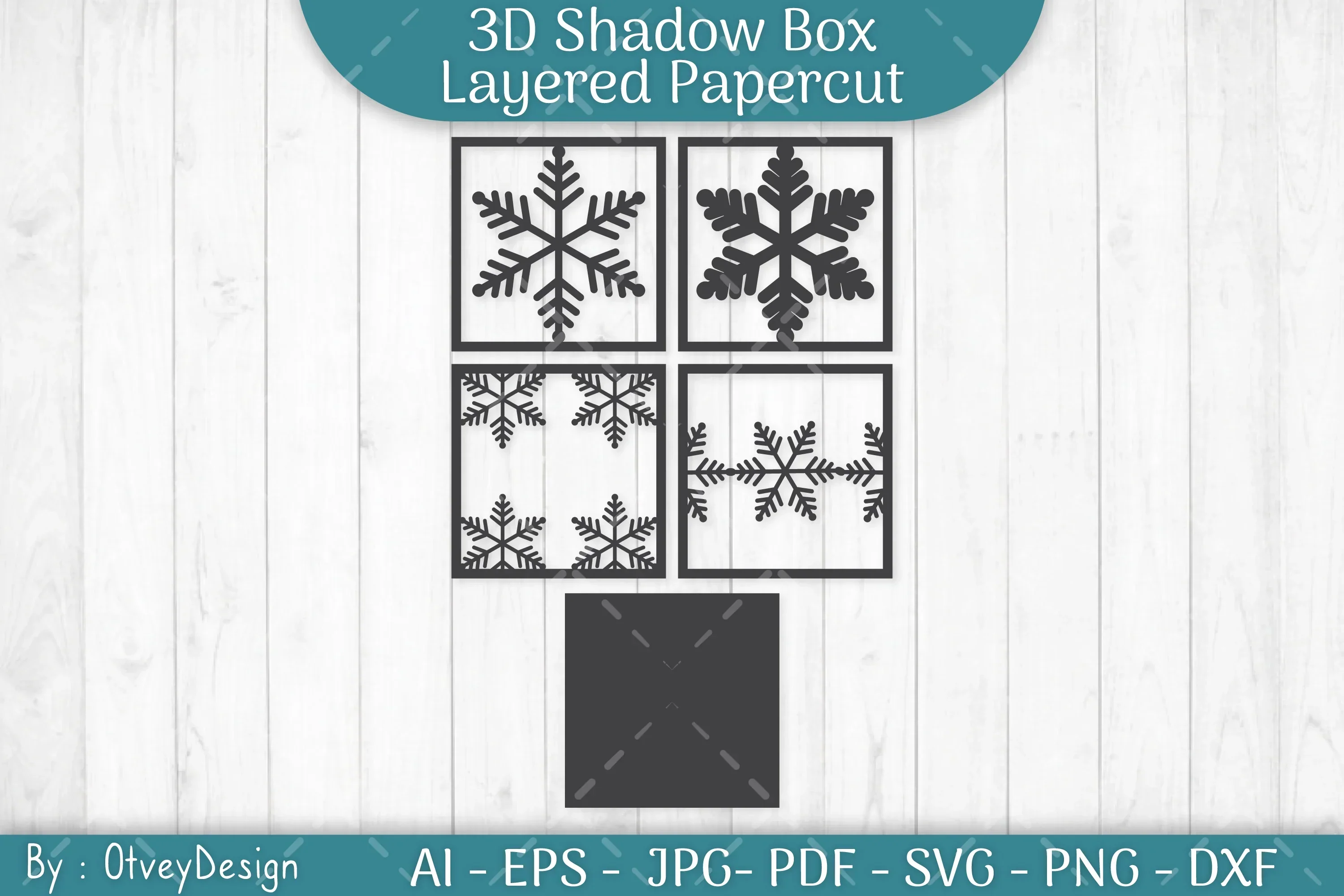 Snowflake 3D Shadow Box Layered Papercut SVG Bundle - Image 3