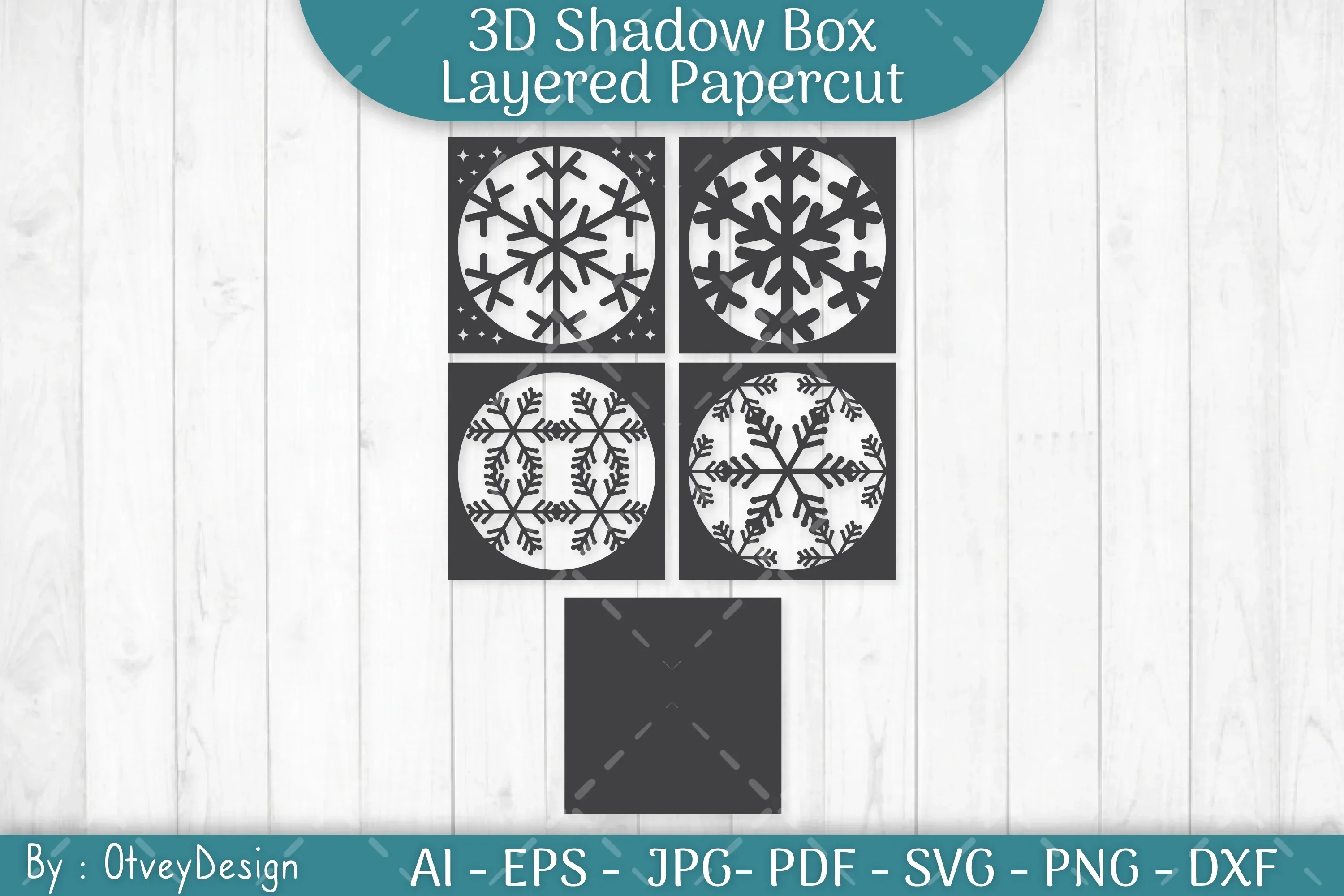 Snowflake 3D Shadow Box Layered Papercut SVG Bundle - Image 3