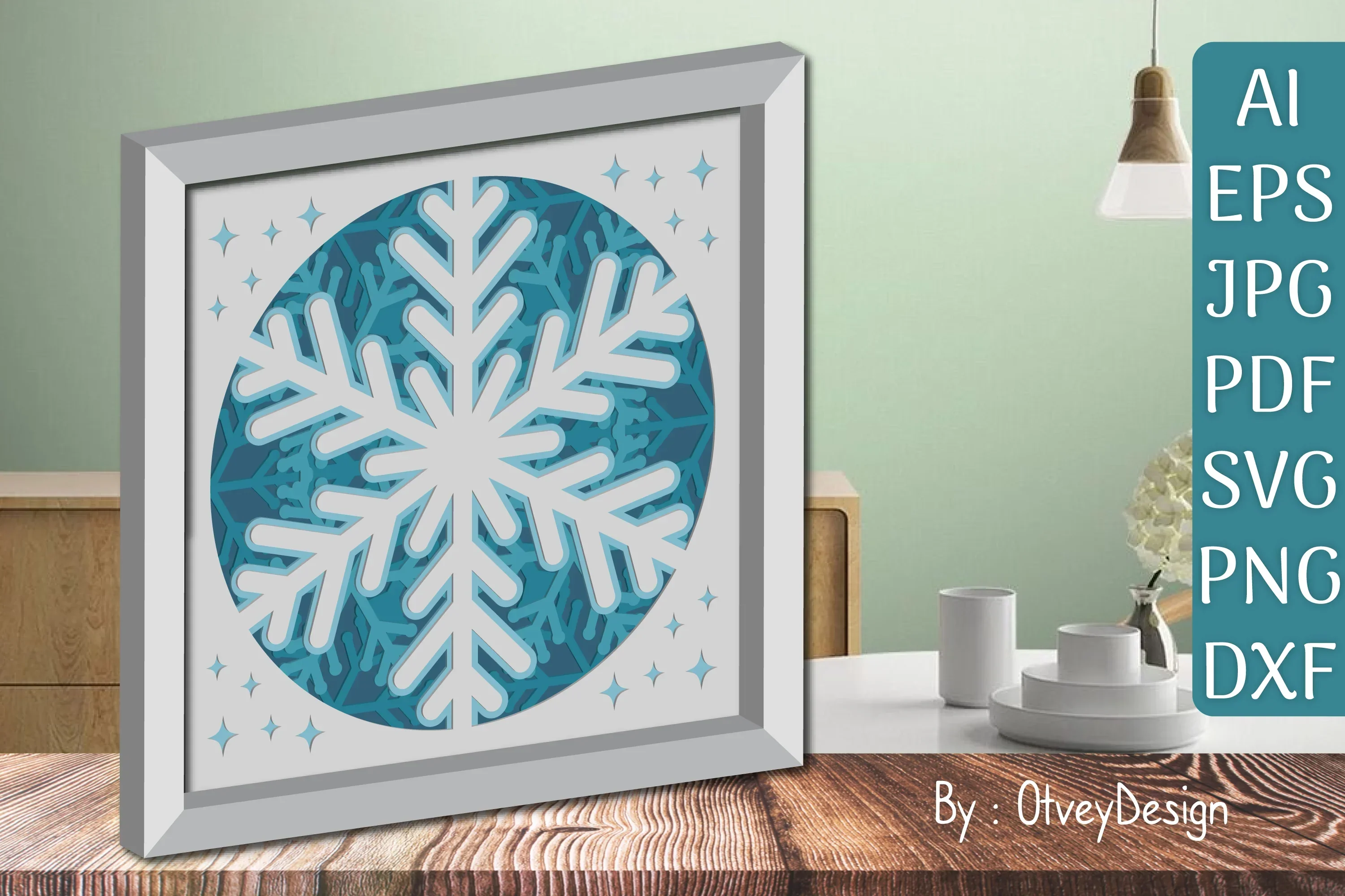 Snowflake 3D Shadow Box Layered Papercut SVG Bundle - Image 2