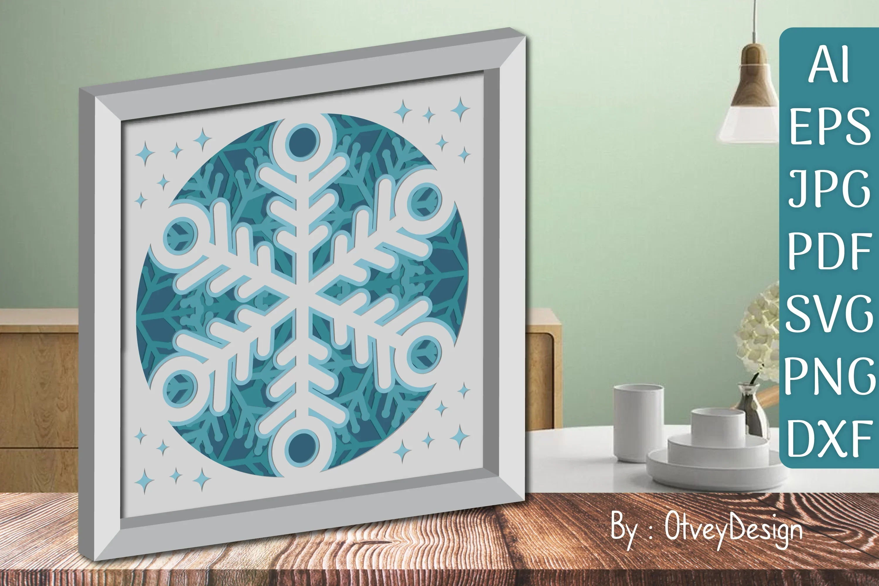 Snowflake 3D Shadow Box Layered Papercut SVG Bundle - Image 2