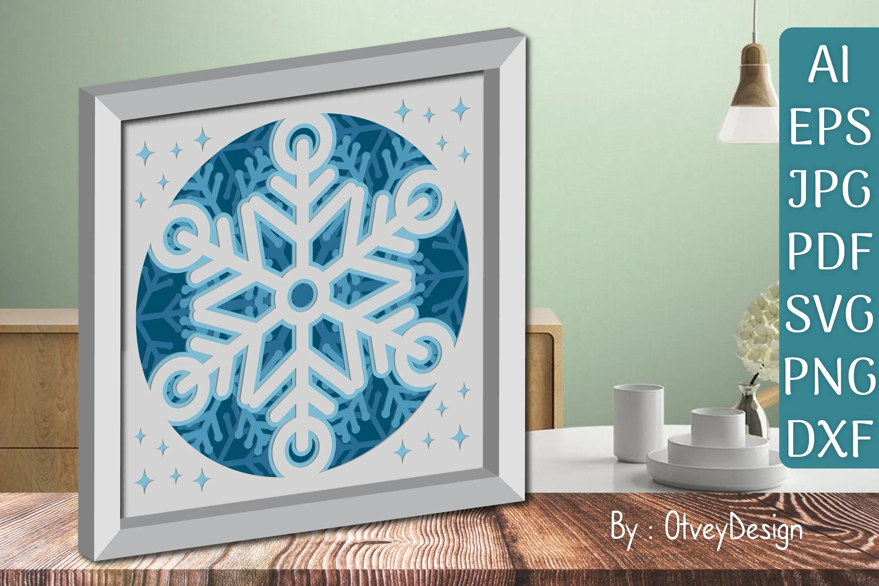 Snowflake 3D Shadow Box Layered Papercut SVG Bundle - Image 2