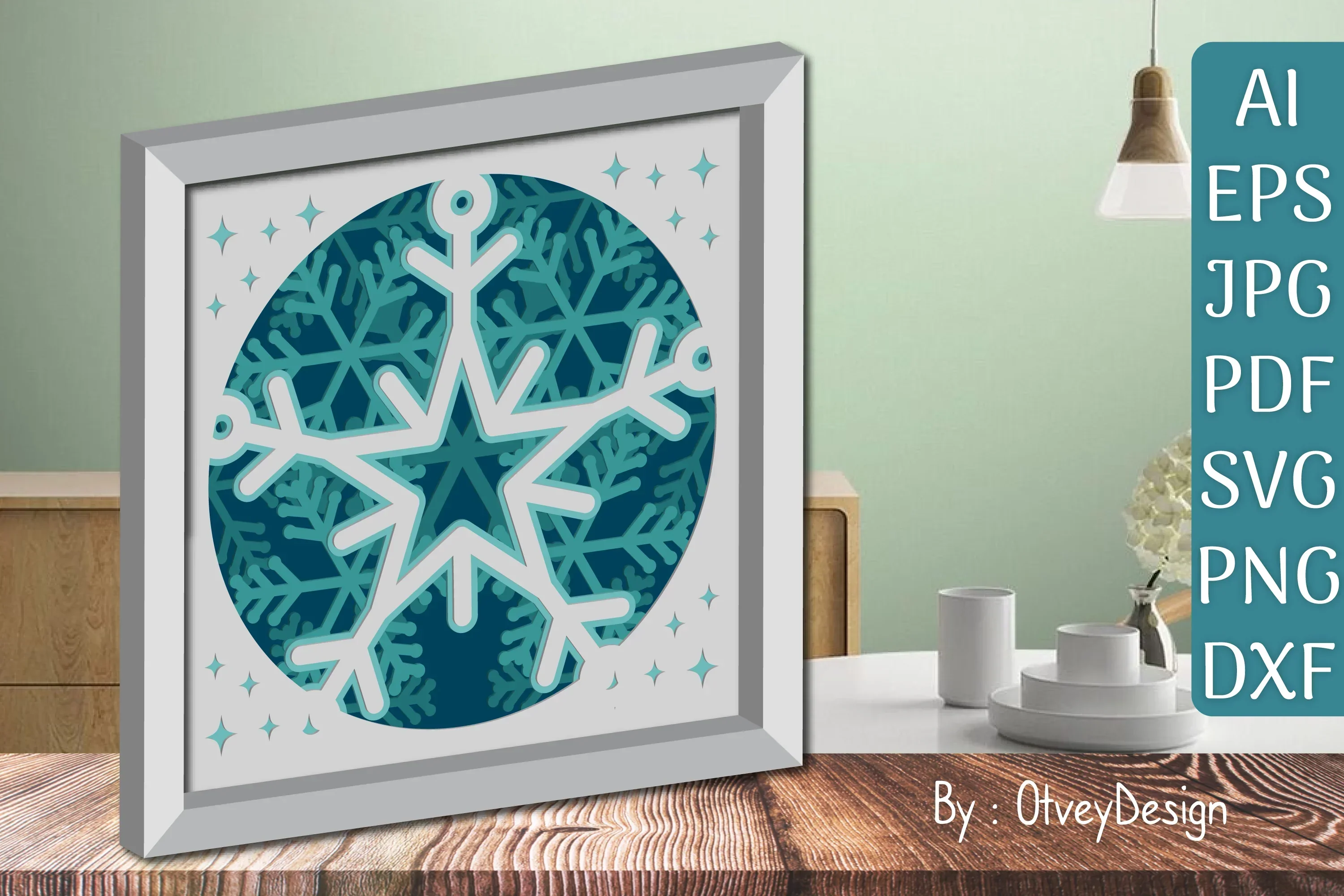 Snowflake 3D Shadow Box Layered Papercut SVG Bundle - Image 2